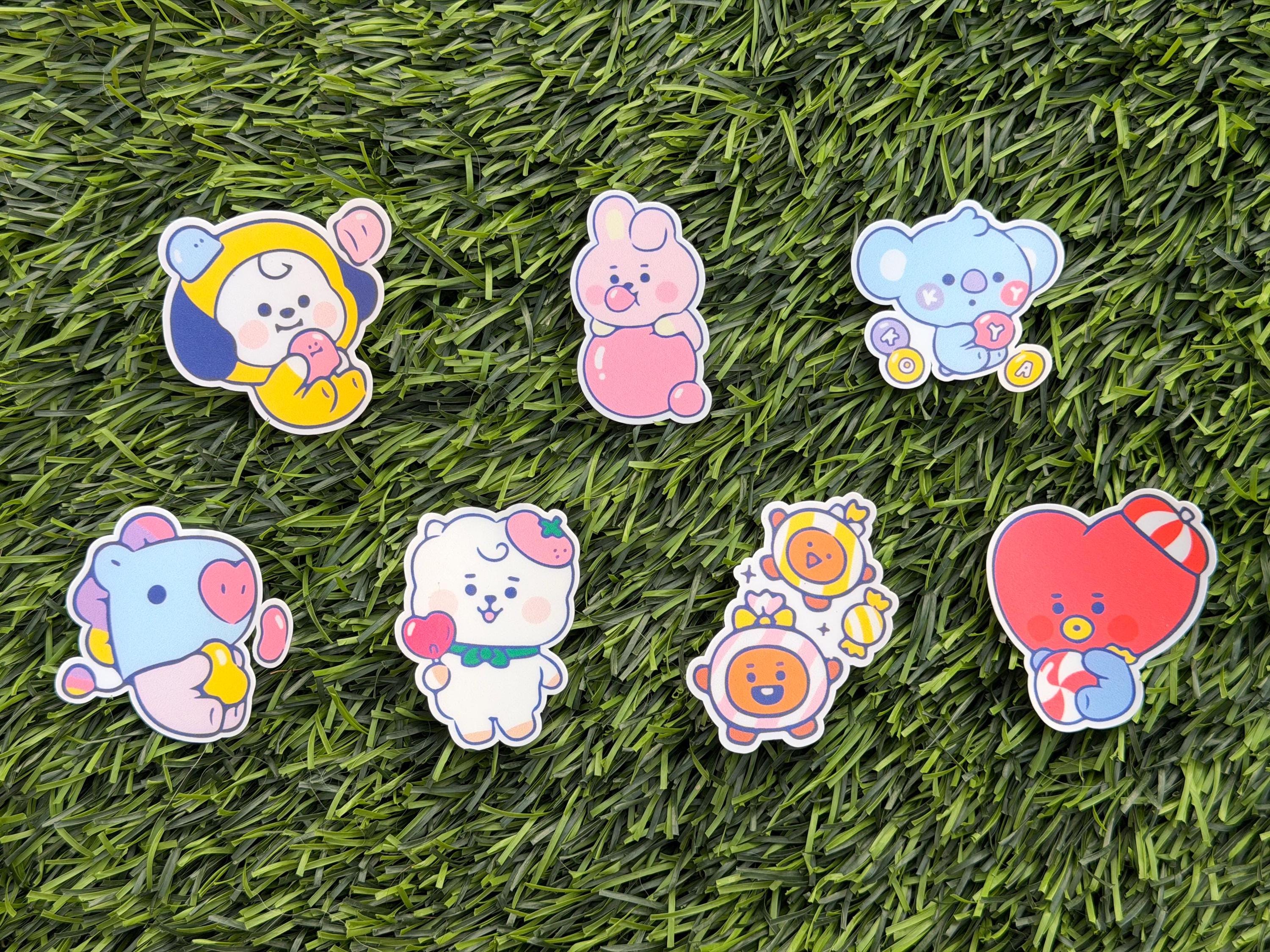 Pegatinas de caramelo de gelatina inspiradas en BT21 | Paquete de vinilo troquelado impermeable (7 piezas)