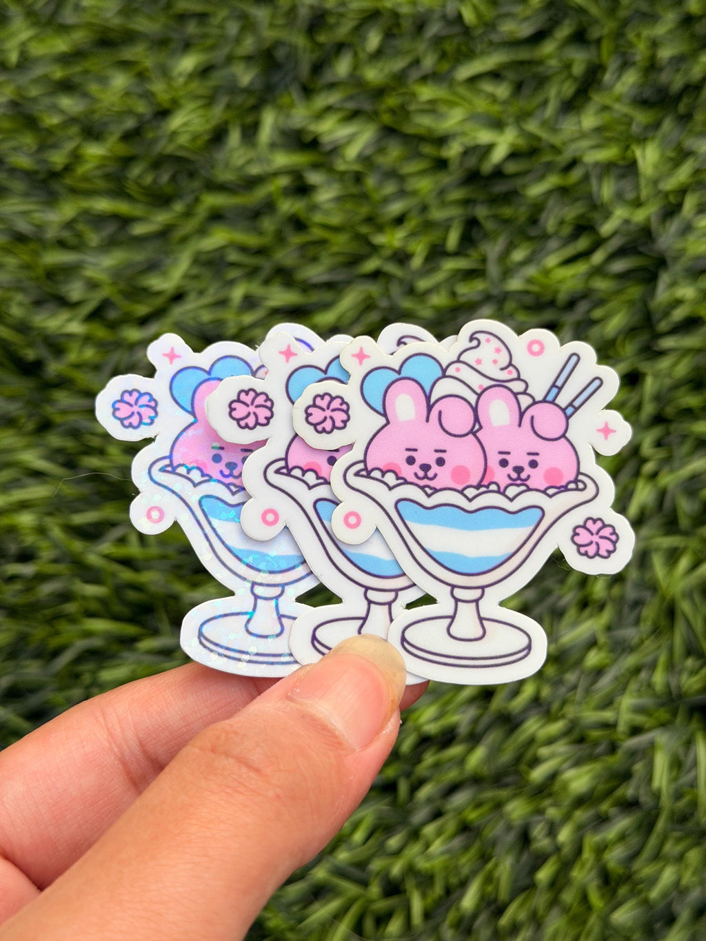 Kpop Sundae Ice Cream Stickers | BT21 Inspired Characters | Waterproof Vinyl Pack