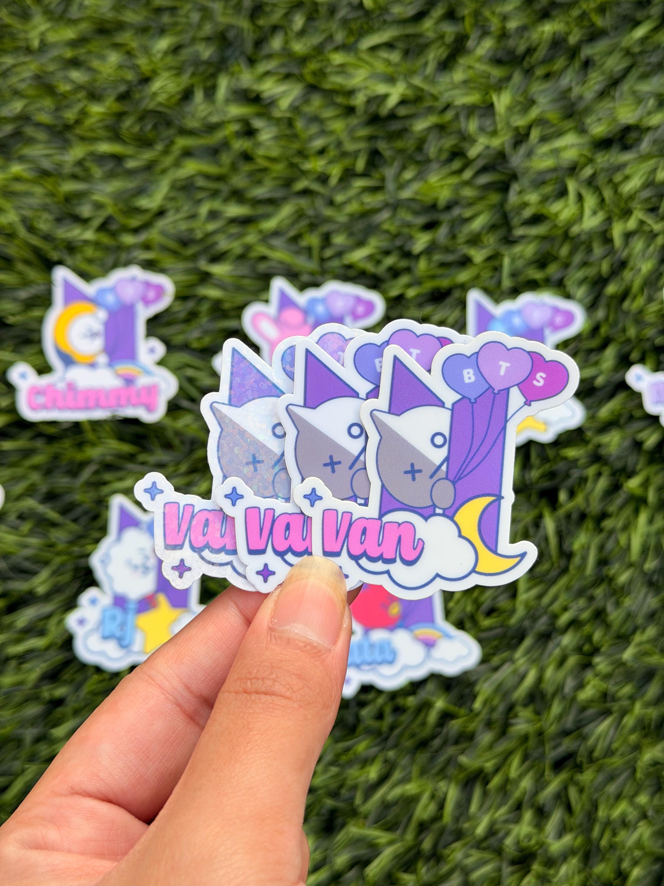 Kpop Sticker Pack | BT21 Inspired Characters | 8pcs Die Cut Vinyl Waterproof Stickers