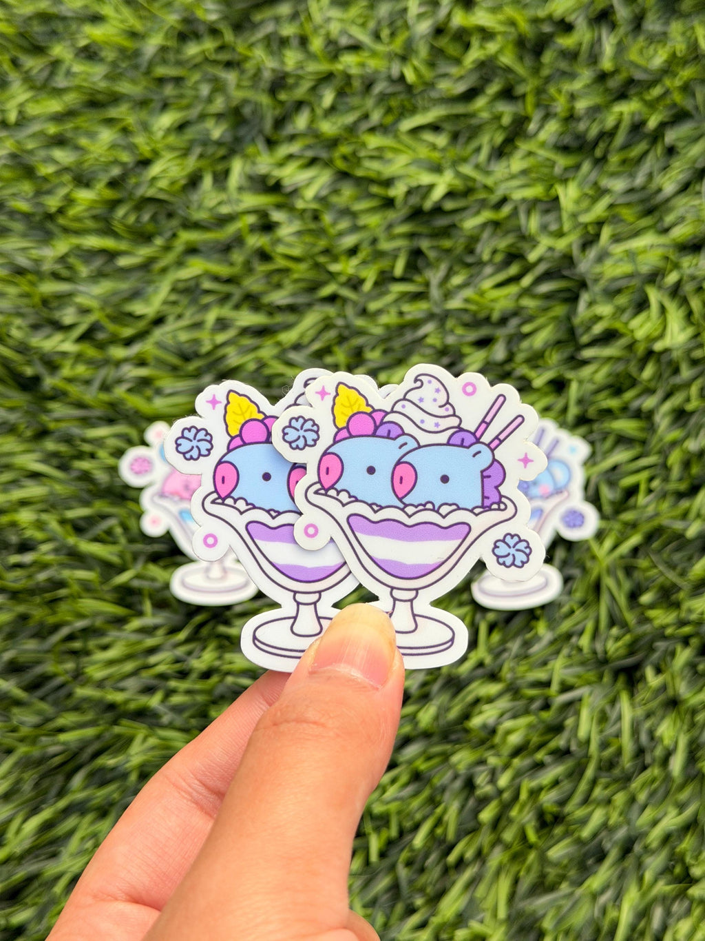 Kpop Sundae Ice Cream Stickers | BT21 Inspired Characters | Waterproof Vinyl Pack