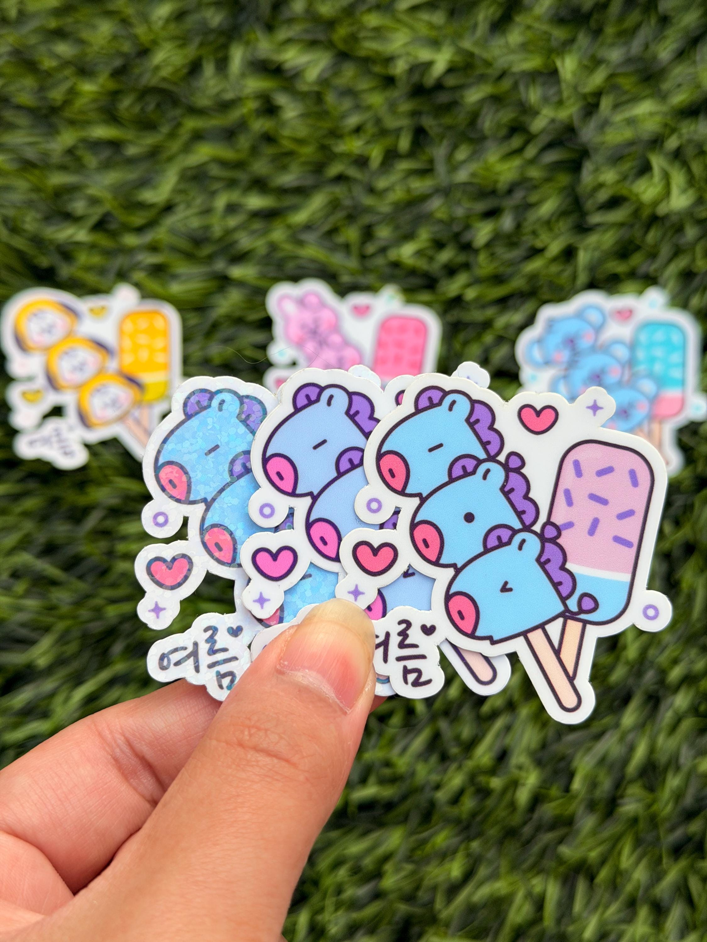 Kpop Dessert-themed Sticker Pack | BT21 Inspired Characters | 7pcs Die Cut Vinyl Waterproof Stickers