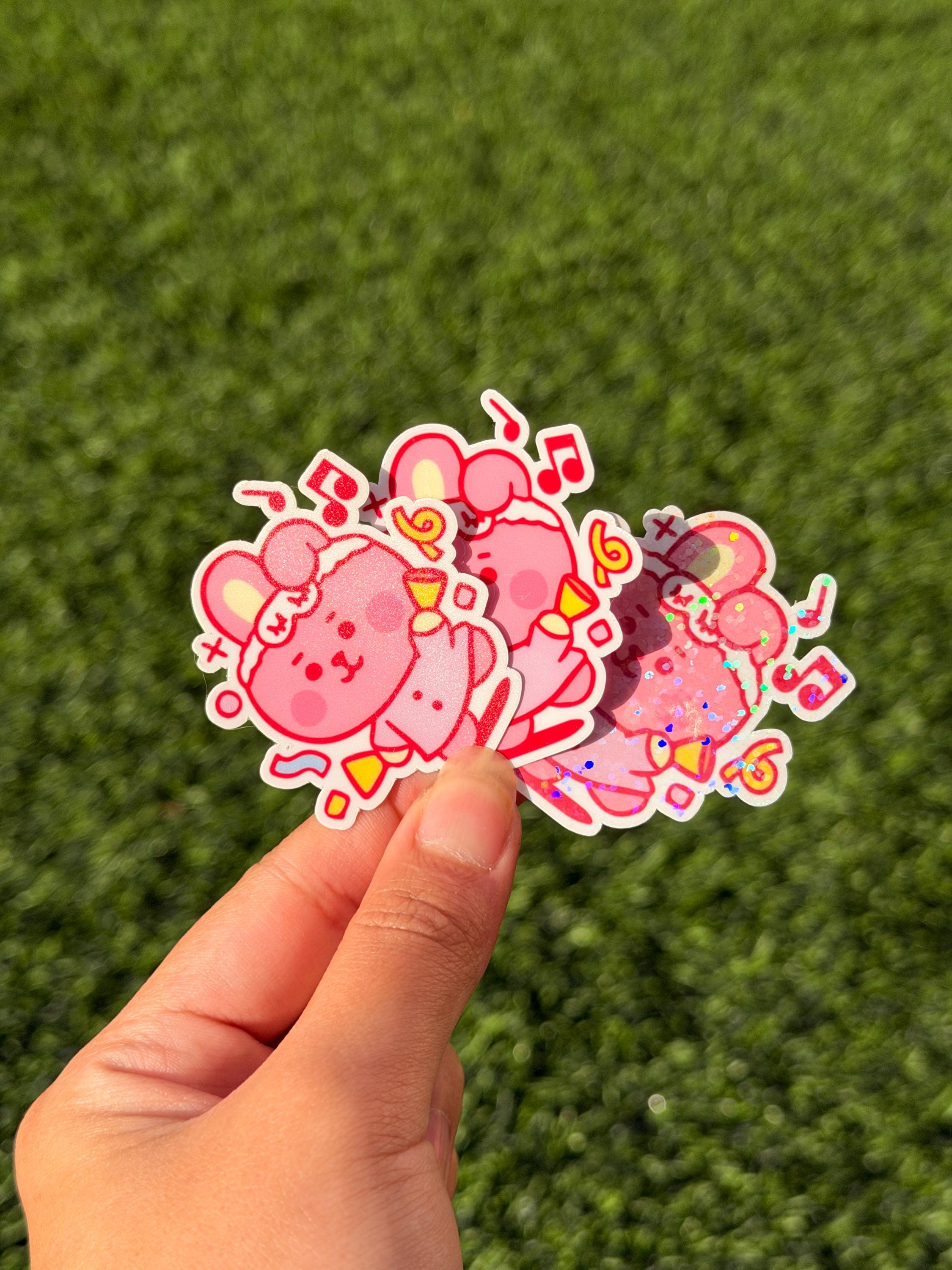 Kpop Schlafanzugparty Sticker Pack | BT21-inspirierte Charaktere | 7 Stück gestanzte Vinyl-Aufkleber, wasserfest