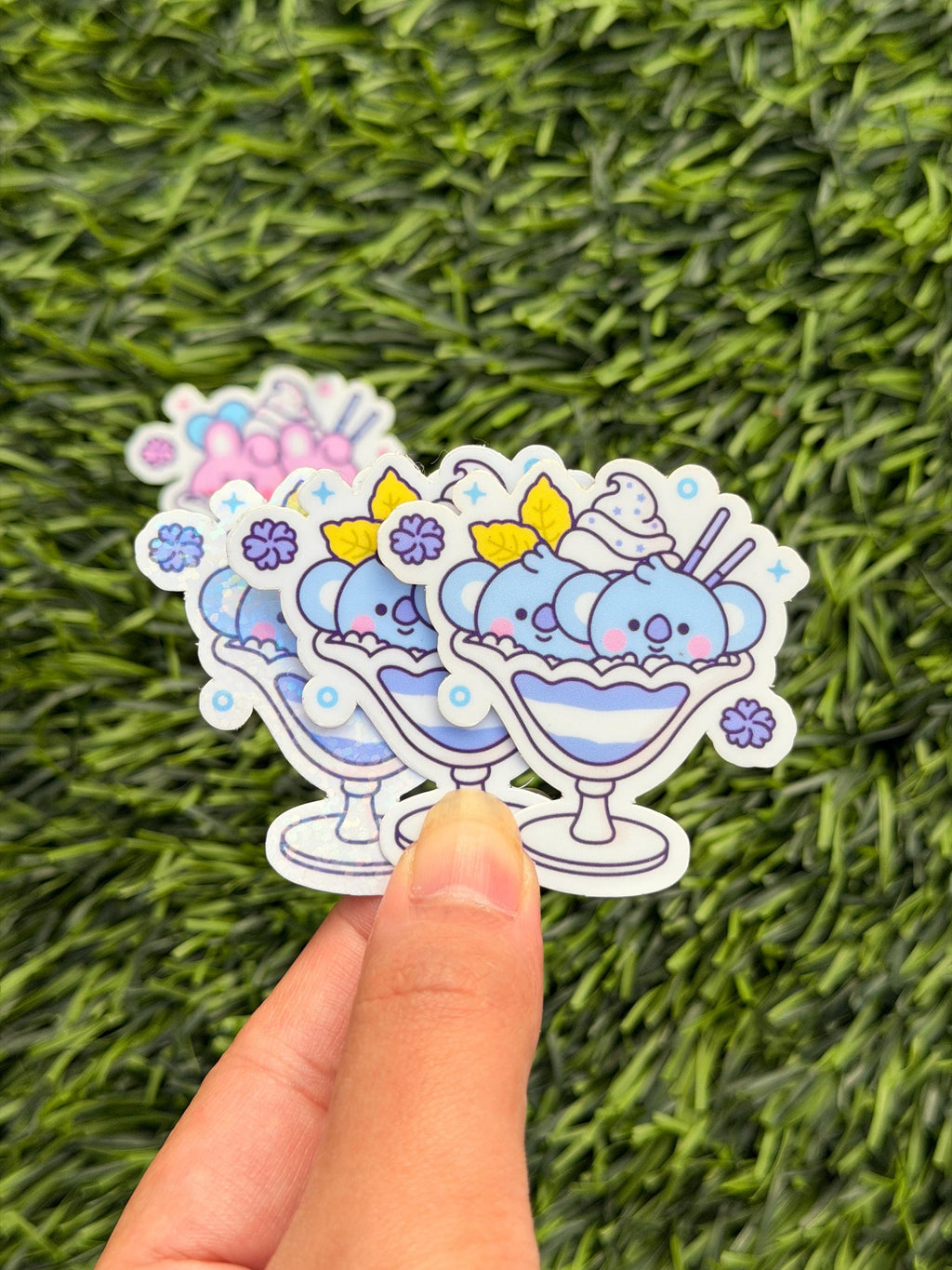 Kpop Sundae Ice Cream Stickers | BT21 Inspired Characters | Waterproof Vinyl Pack