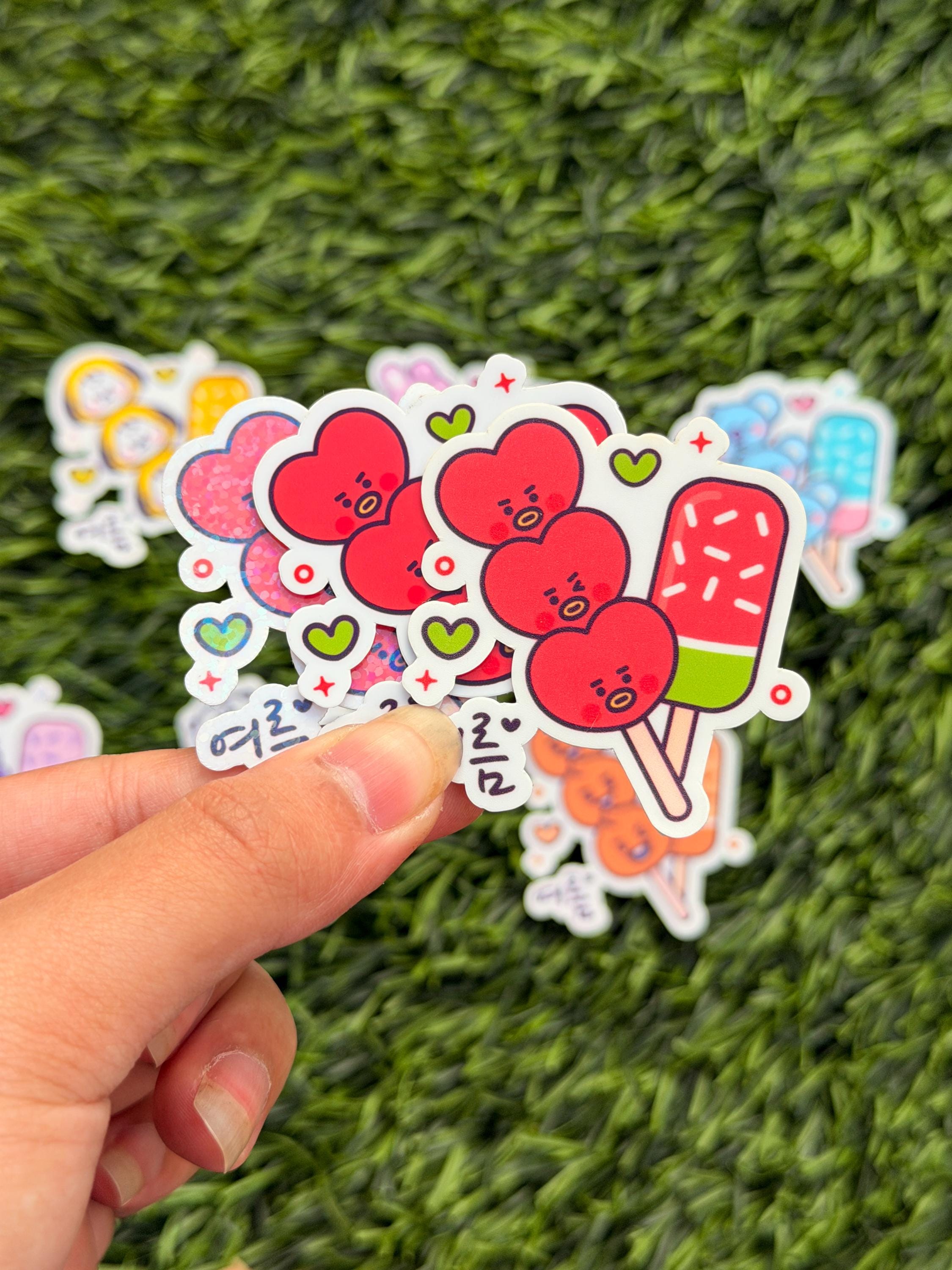 Kpop Dessert-themed Sticker Pack | BT21 Inspired Characters | 7pcs Die Cut Vinyl Waterproof Stickers