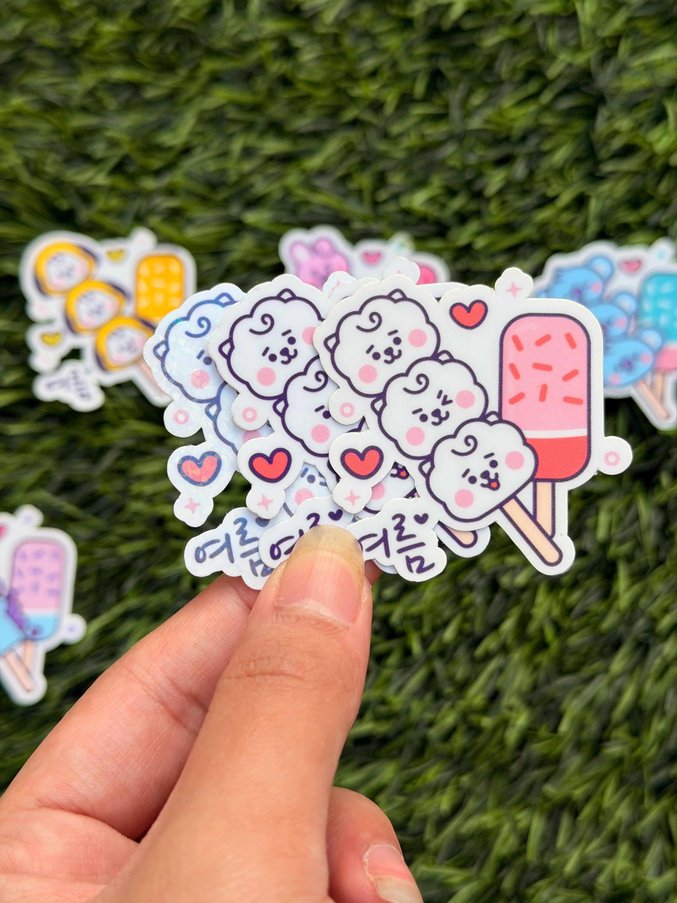 Kpop Dessert-themed Sticker Pack | BT21 Inspired Characters | 7pcs Die Cut Vinyl Waterproof Stickers