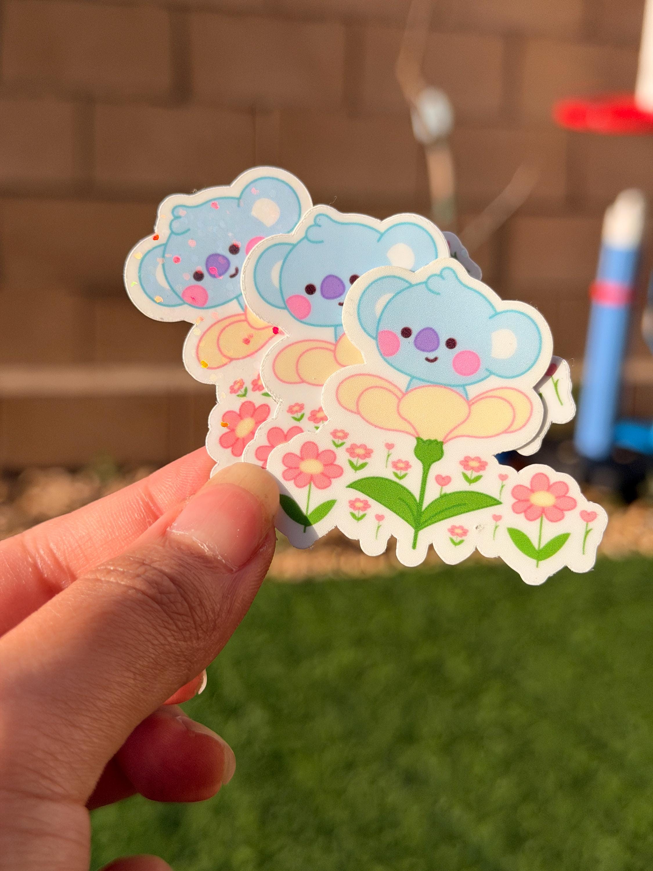 Kpop Spring-themed Sticker Pack | BT21 Inspired Characters | 7pcs Die Cut Vinyl Waterproof Stickers