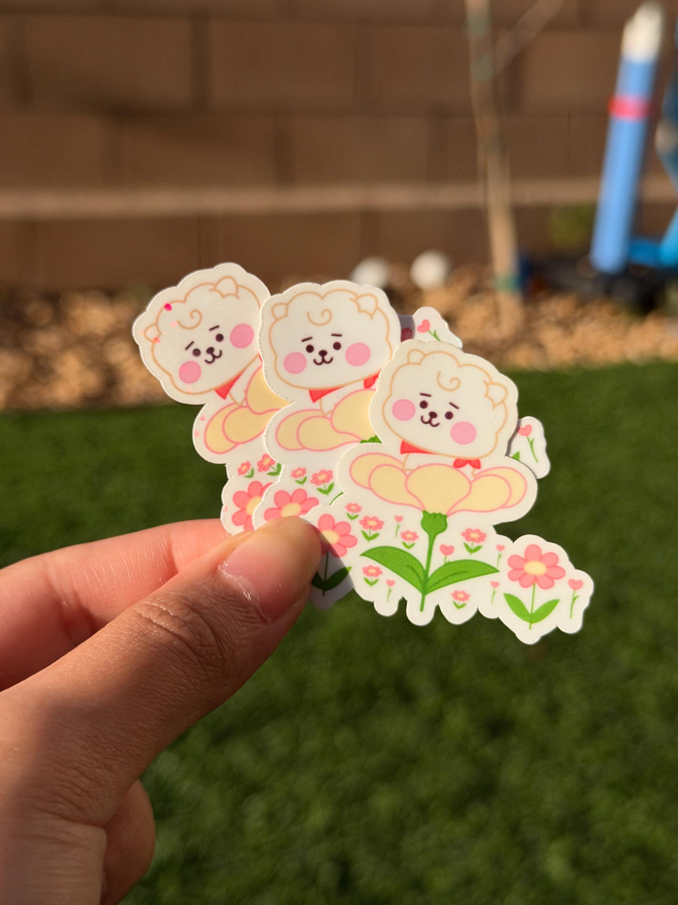 Kpop Spring-themed Sticker Pack | BT21 Inspired Characters | 7pcs Die Cut Vinyl Waterproof Stickers