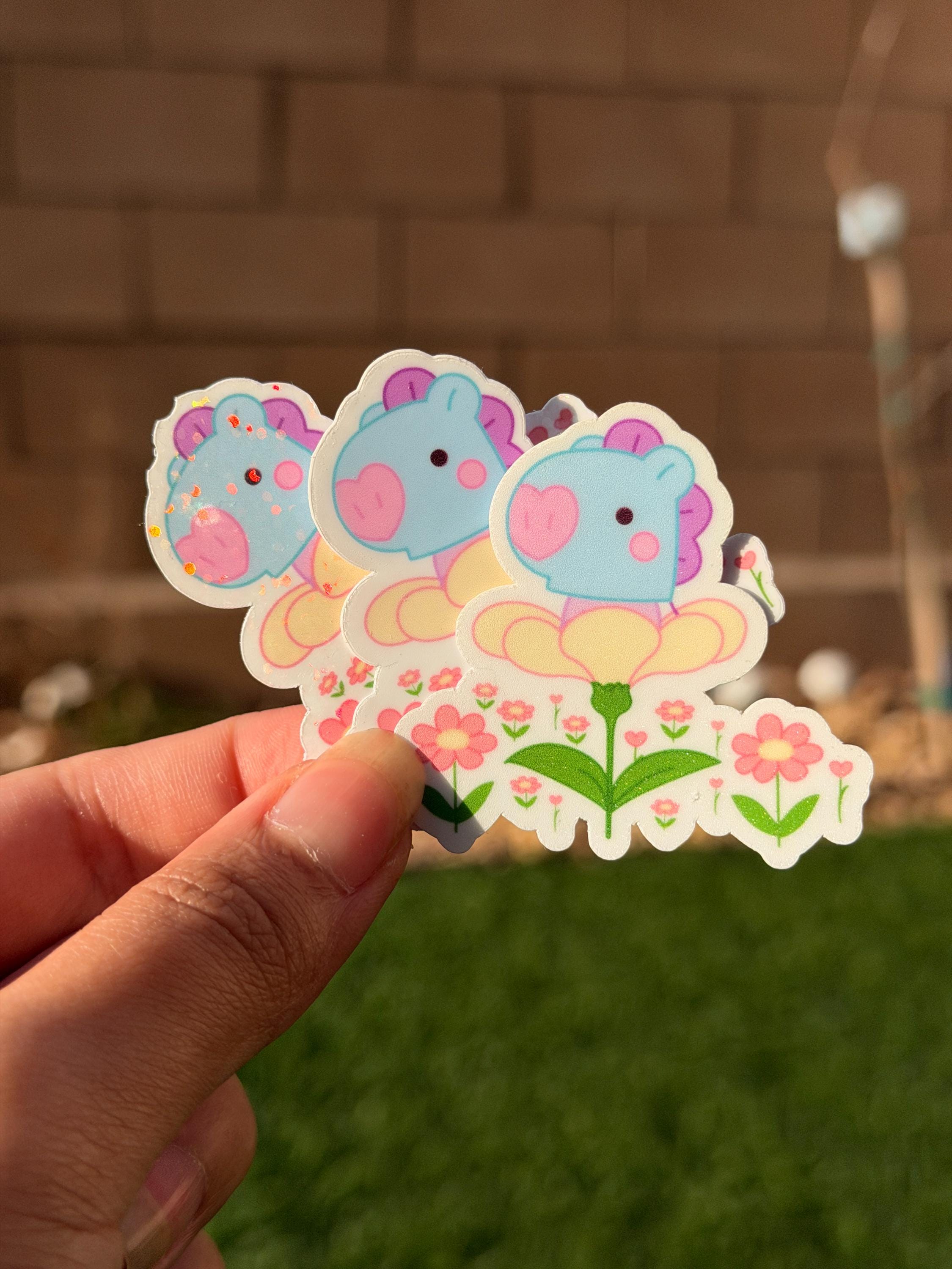 Kpop Spring-themed Sticker Pack | BT21 Inspired Characters | 7pcs Die Cut Vinyl Waterproof Stickers