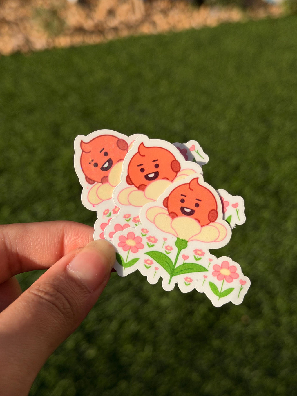 Kpop Spring-themed Sticker Pack | BT21 Inspired Characters | 7pcs Die Cut Vinyl Waterproof Stickers