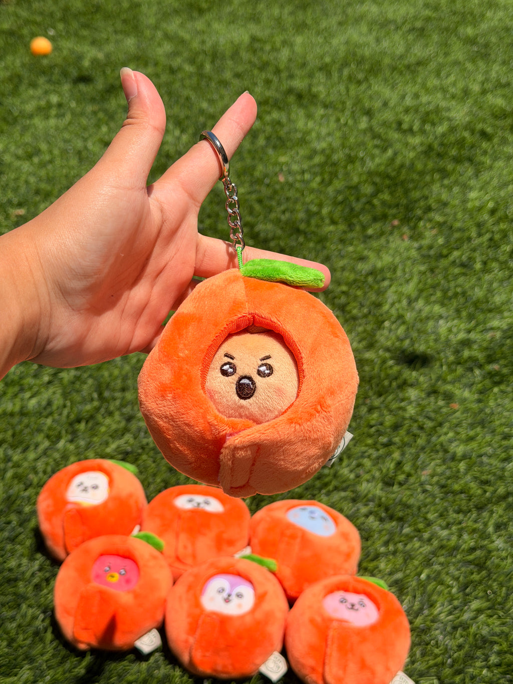 KPOP Plush Keychain | Orange Collection Series 1 | Cute Kawaii Character Keyring, Soft Mini Plush Charm, BTS Inspired Gift