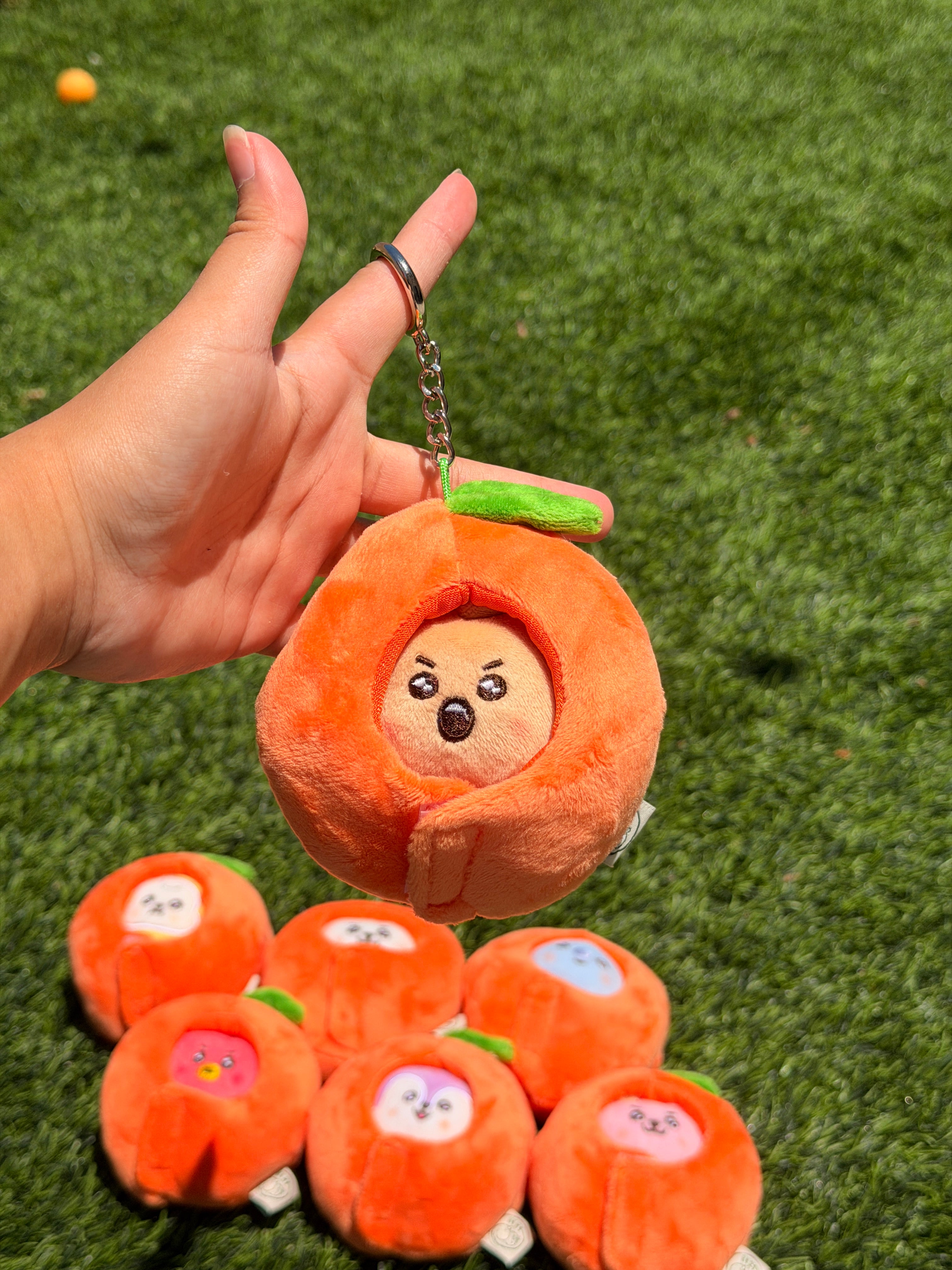 KPOP Plush Keychain | Orange Collection Series 1 | Cute Kawaii Character Keyring, Soft Mini Plush Charm, BTS Inspired Gift