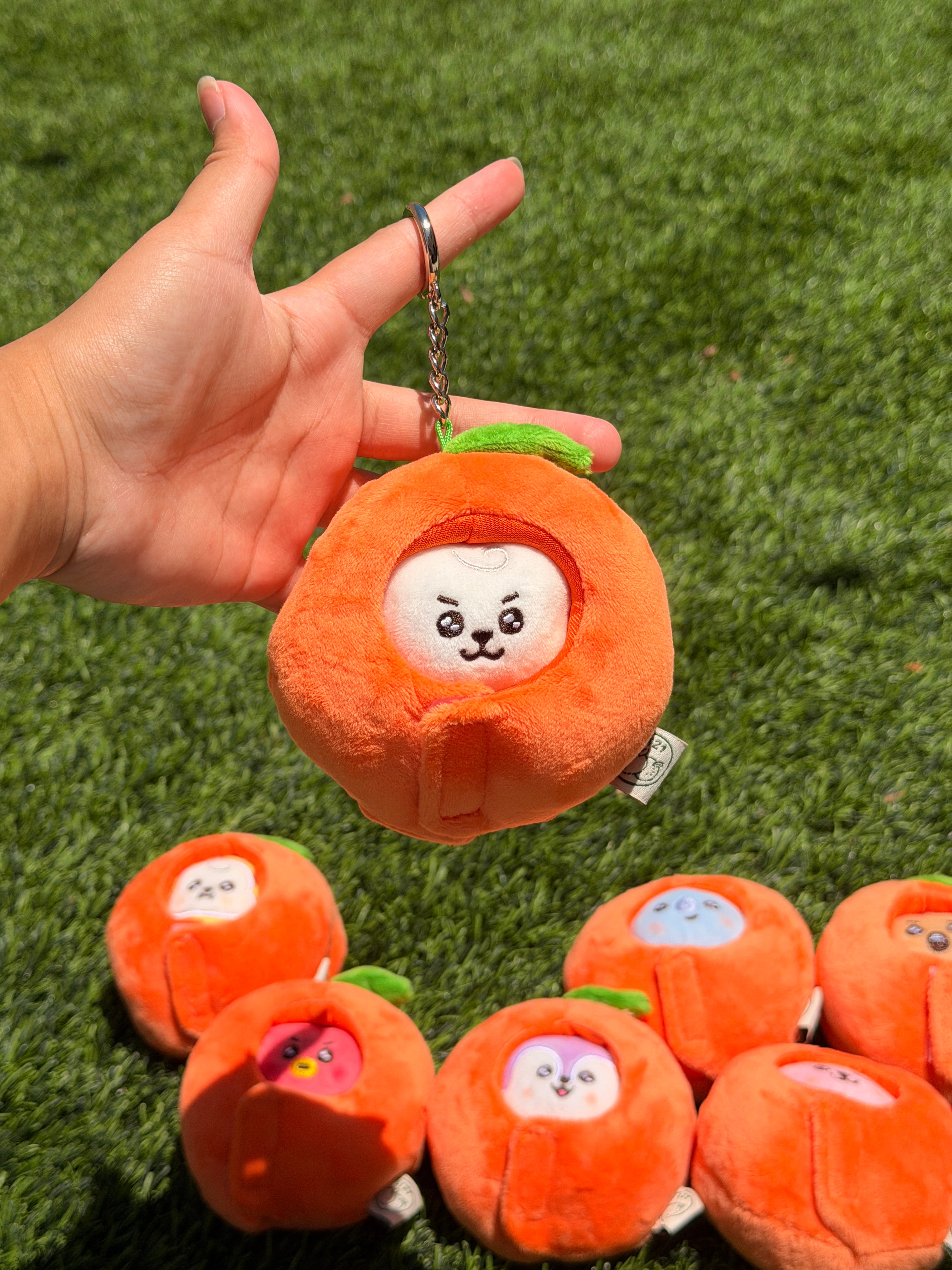 KPOP Plush Keychain | Orange Collection Series 1 | Cute Kawaii Character Keyring, Soft Mini Plush Charm, BTS Inspired Gift