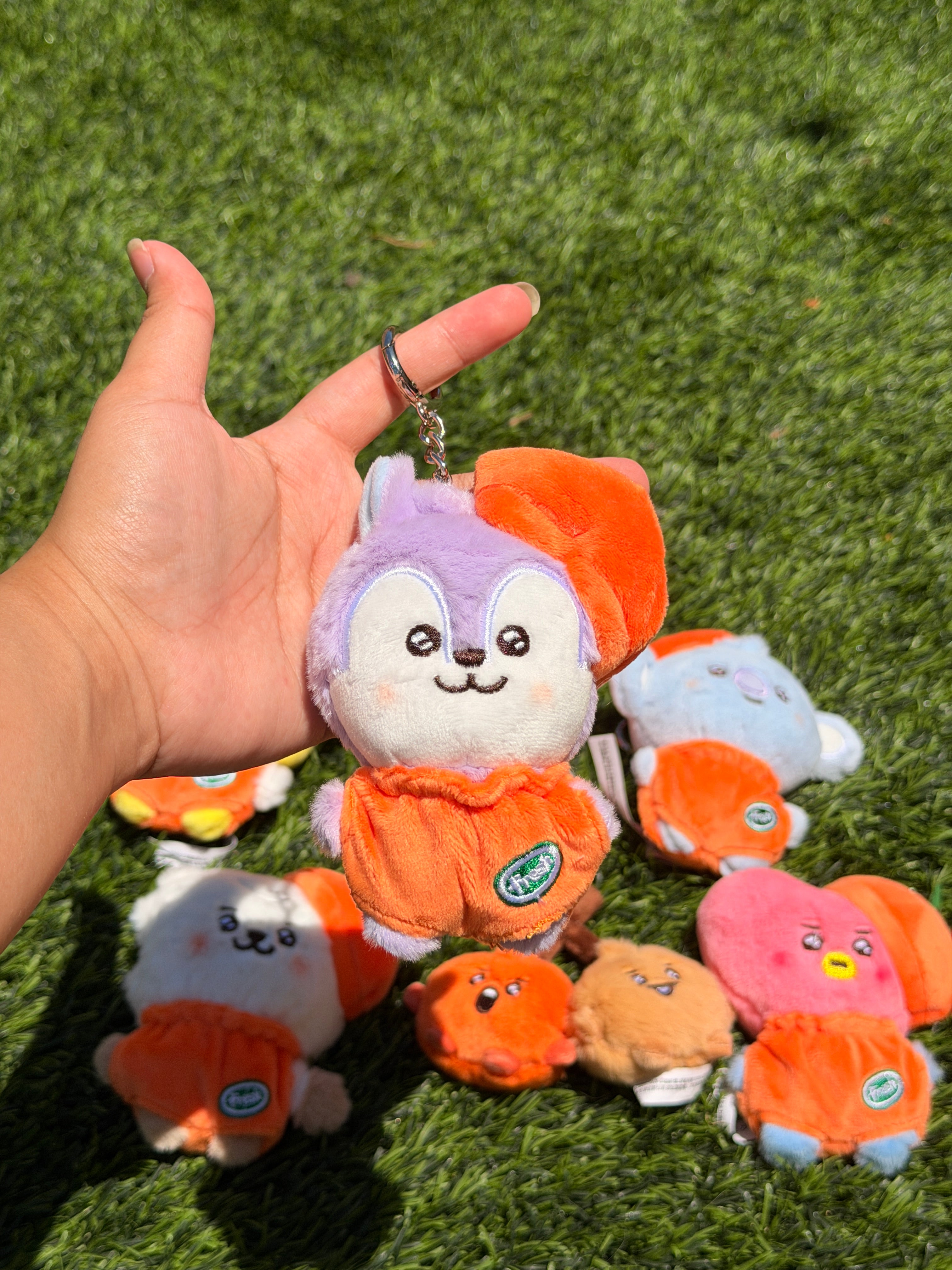 Llavero de peluche KPOP | Serie 2 Colección Naranja | Llavero lindo de personaje Kawaii, mini amuleto de peluche suave, regalo inspirado en BTS
