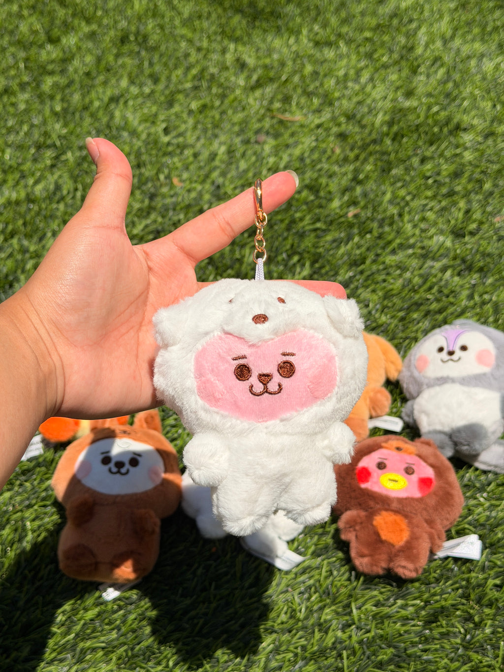 KPOP Plush Keychain | Fluffy Collection | Cute Kawaii Character Keyring, Soft Mini Plush Charm, BTS Inspired Gift