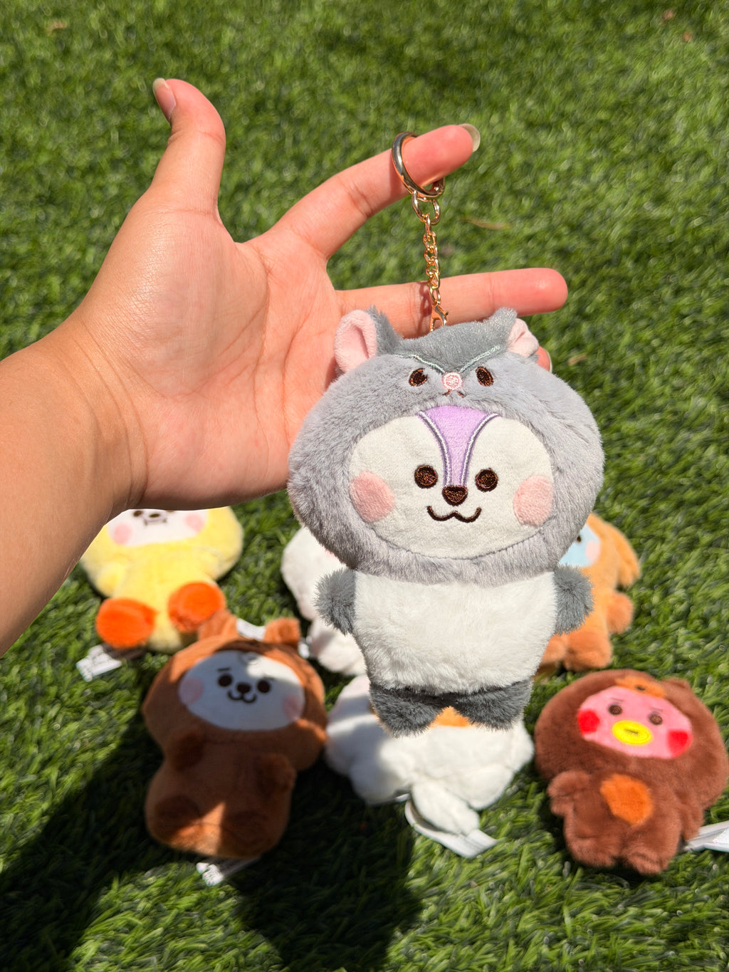 KPOP Plush Keychain | Fluffy Collection | Cute Kawaii Character Keyring, Soft Mini Plush Charm, BTS Inspired Gift