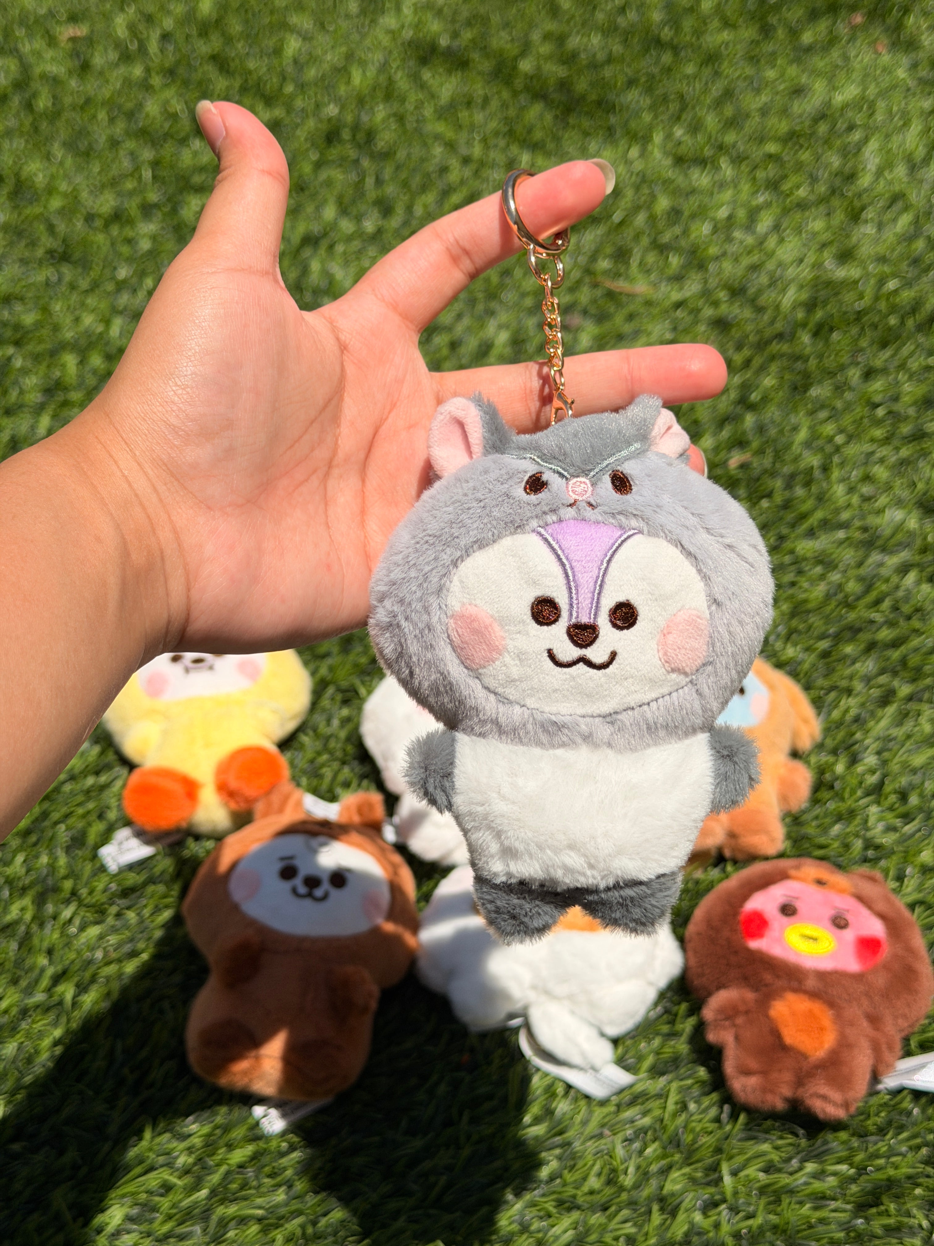 KPOP Plush Keychain | Fluffy Collection | Cute Kawaii Character Keyring, Soft Mini Plush Charm, BTS Inspired Gift