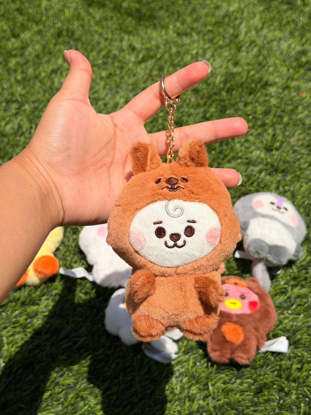 KPOP Plush Keychain | Fluffy Collection | Cute Kawaii Character Keyring, Soft Mini Plush Charm, BTS Inspired Gift