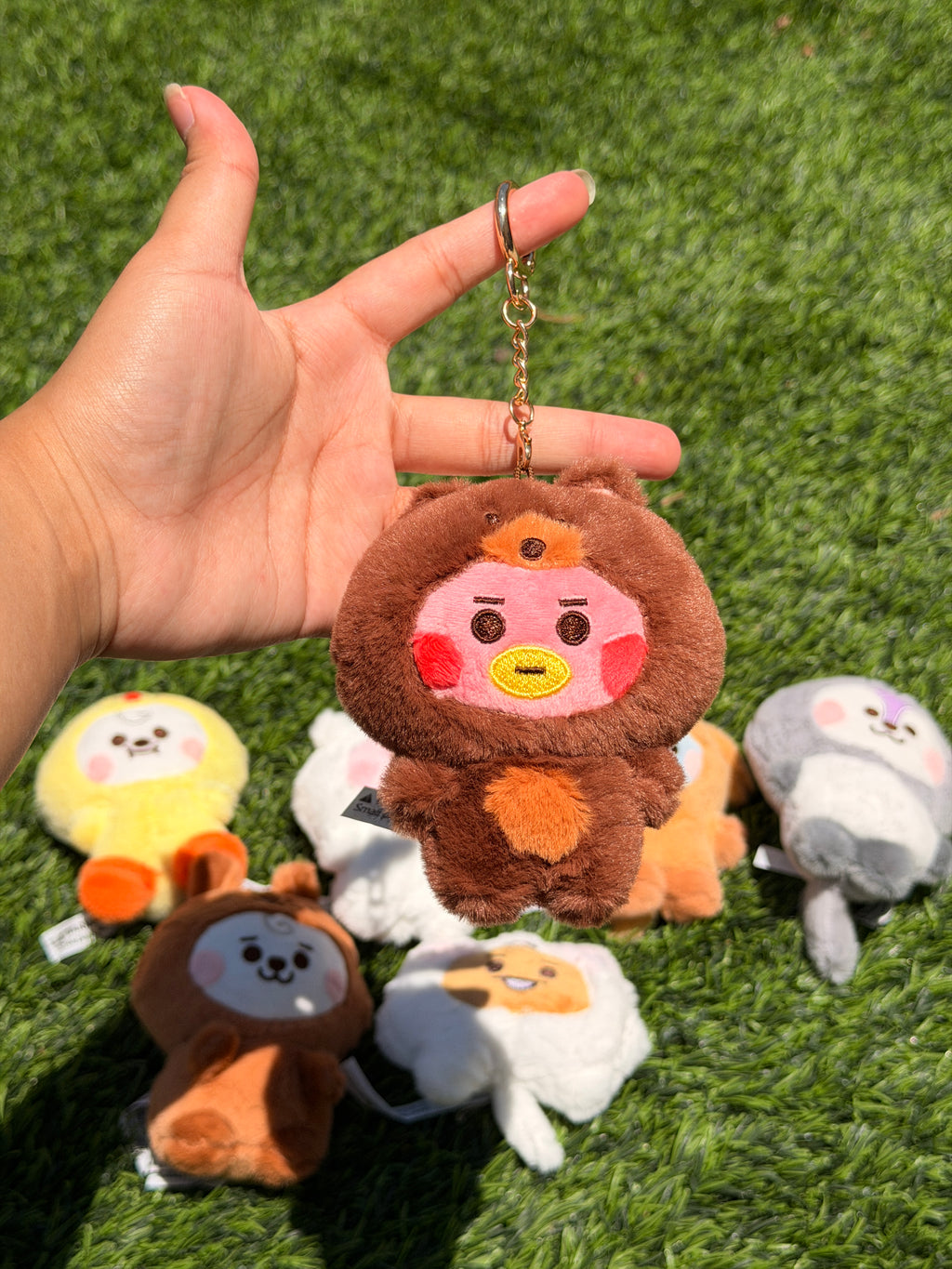 KPOP Plush Keychain | Fluffy Collection | Cute Kawaii Character Keyring, Soft Mini Plush Charm, BTS Inspired Gift