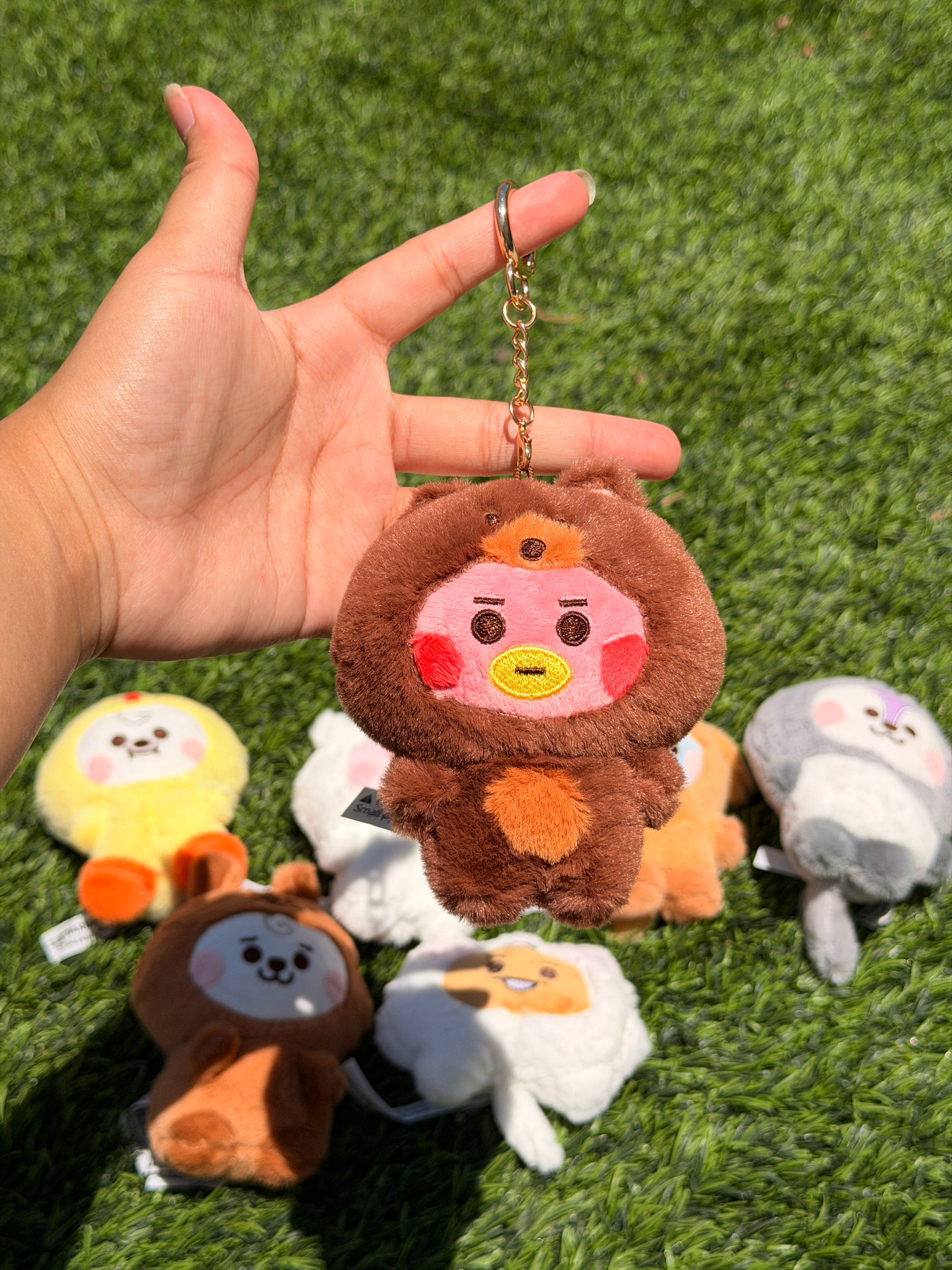 KPOP Plush Keychain | Fluffy Collection | Cute Kawaii Character Keyring, Soft Mini Plush Charm, BTS Inspired Gift