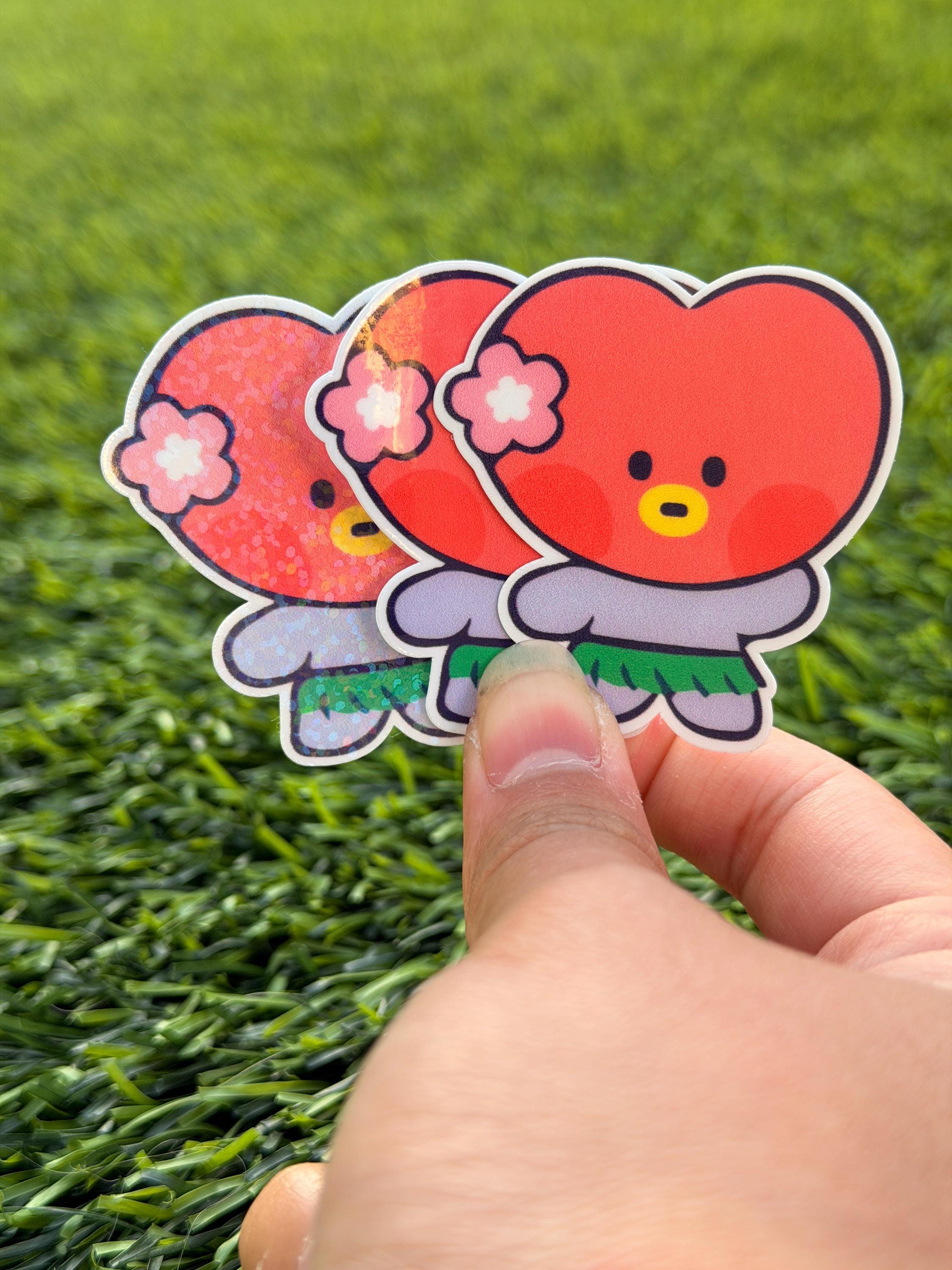 Kpop Summer Beach-themed Sticker Pack | BT21 Inspired Characters | 7pcs Die Cut Vinyl Waterproof Stickers