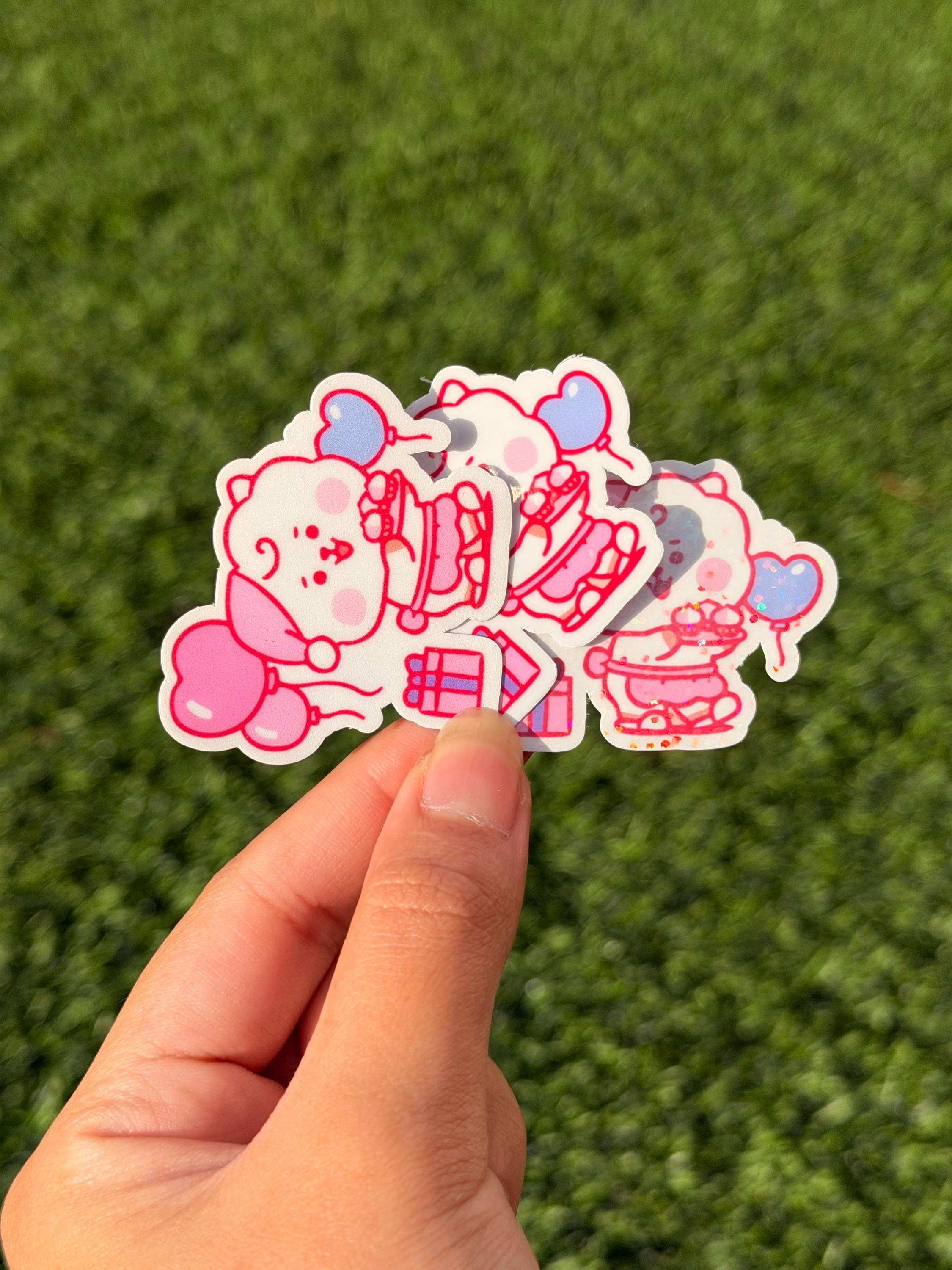 Kpop Schlafanzugparty Sticker Pack | BT21-inspirierte Charaktere | 7 Stück gestanzte Vinyl-Aufkleber, wasserfest
