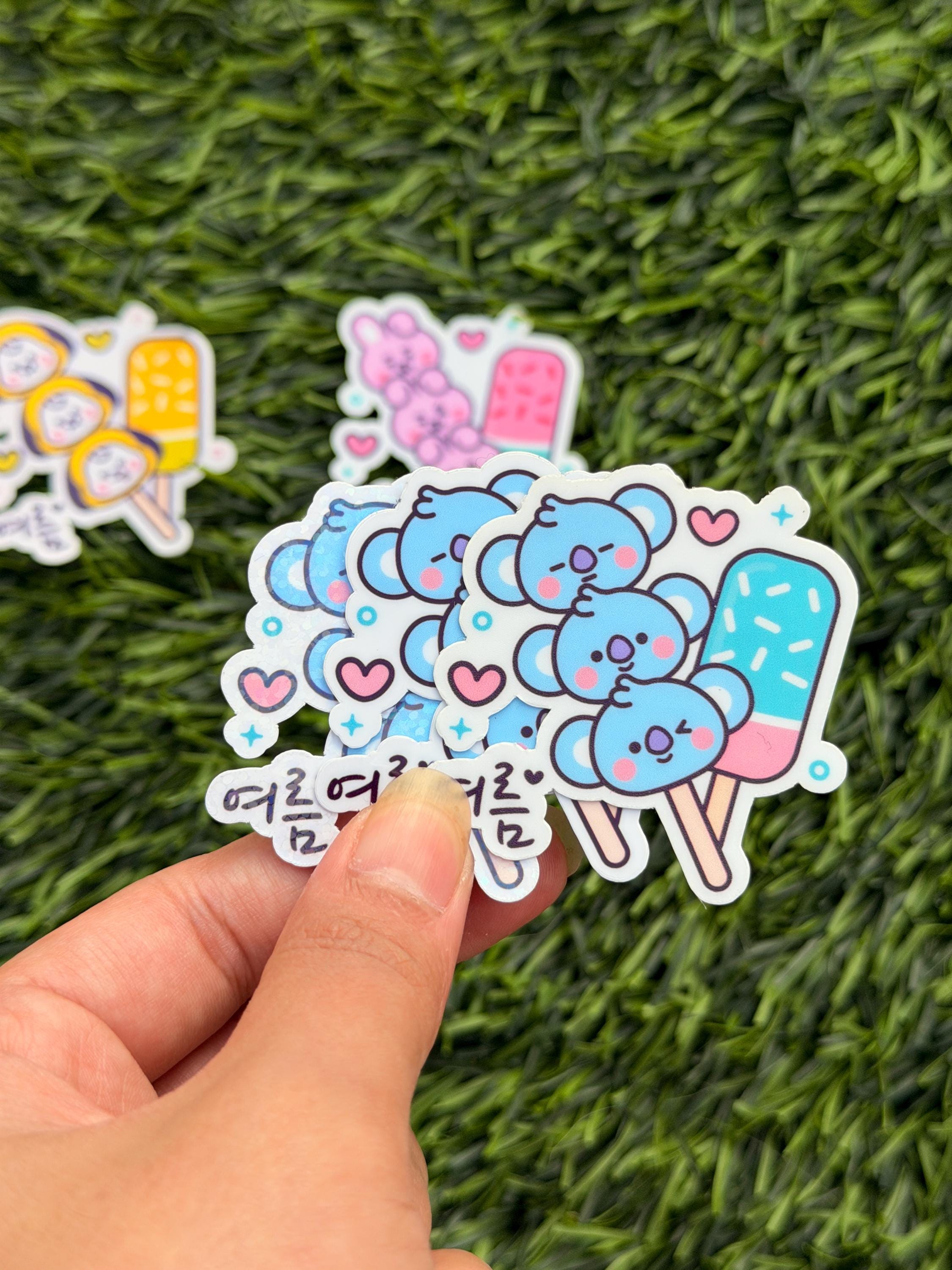 Kpop Dessert-themed Sticker Pack | BT21 Inspired Characters | 7pcs Die Cut Vinyl Waterproof Stickers