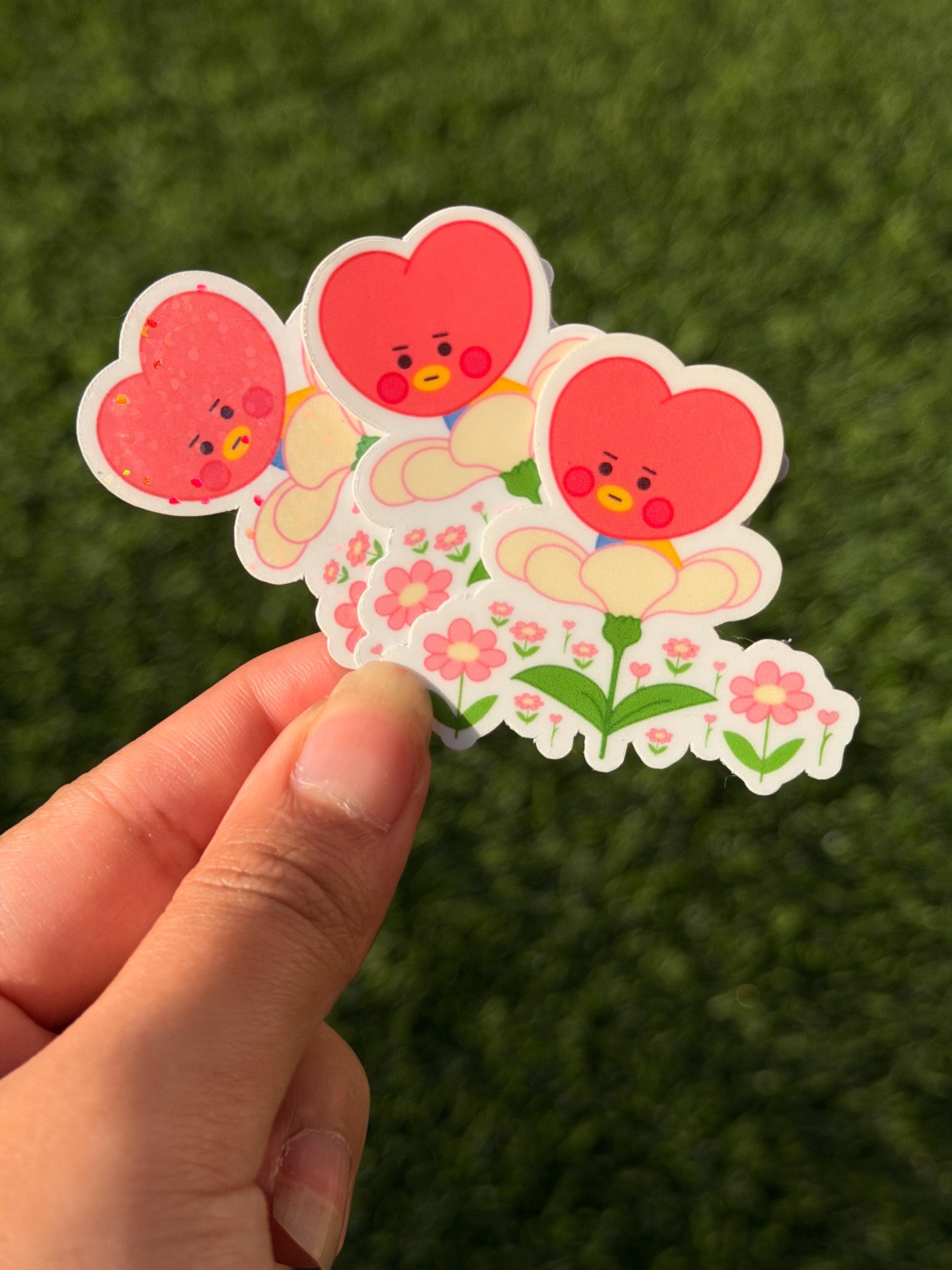 Kpop Spring-themed Sticker Pack | BT21 Inspired Characters | 7pcs Die Cut Vinyl Waterproof Stickers
