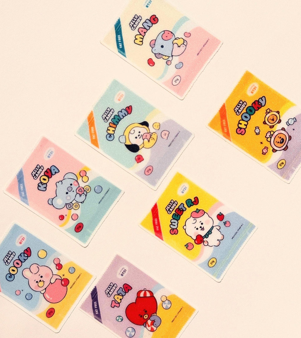 Bangtan-inspirierte Gummibärchen-Sticker | Wasserdichte Die-Cut-Aufkleber (7 Stück)