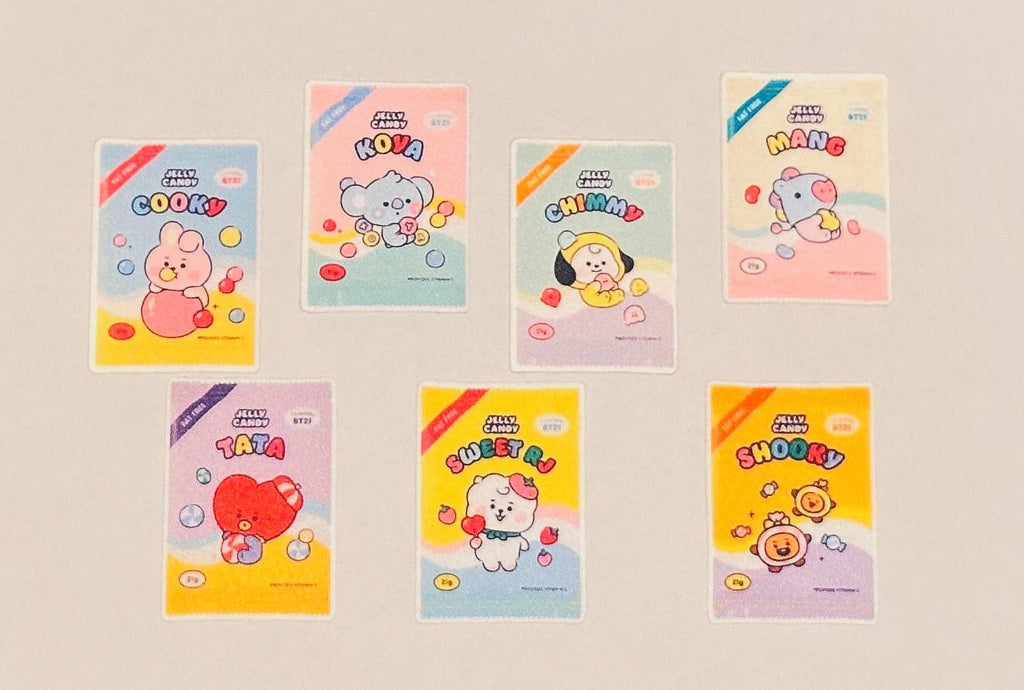 Bangtan-inspirierte Gummibärchen-Sticker | Wasserdichte Die-Cut-Aufkleber (7 Stück)