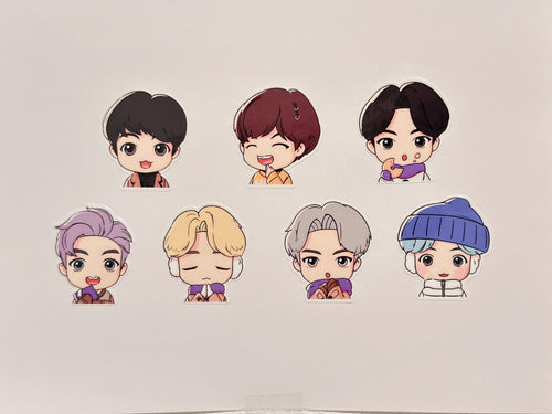 Von Bangtan inspirierte Chibi-Aufkleber | 7 gestanzte Vinyl-Sticker
