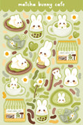 Matcha Bunny Cafe | Scrapbooking | Planner | Sticker Sheet | Kiss Cut