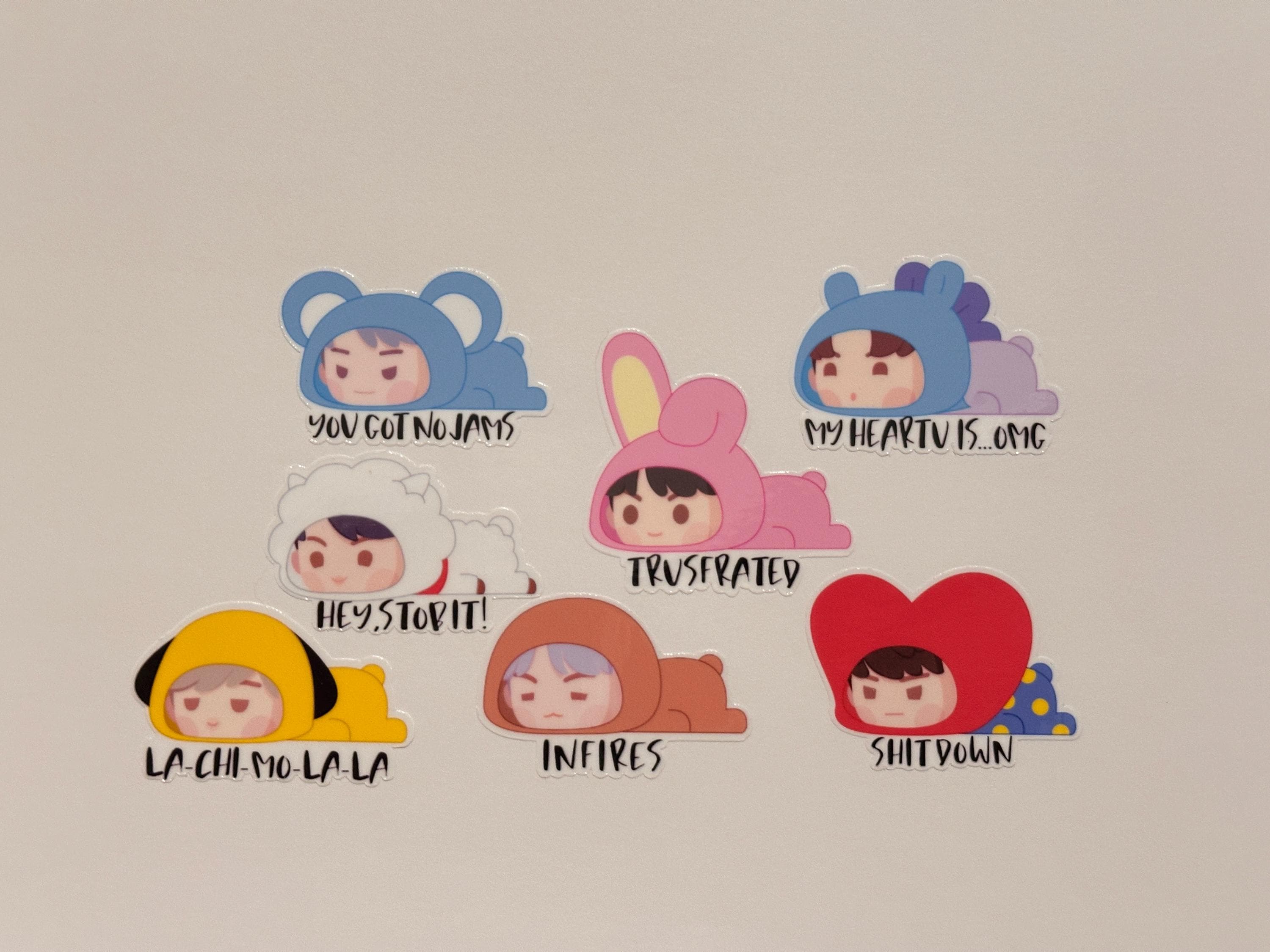 Bangtan Inspired Chibi Stickers | Kpop Onesie Die Cut Decals (Waterproof)