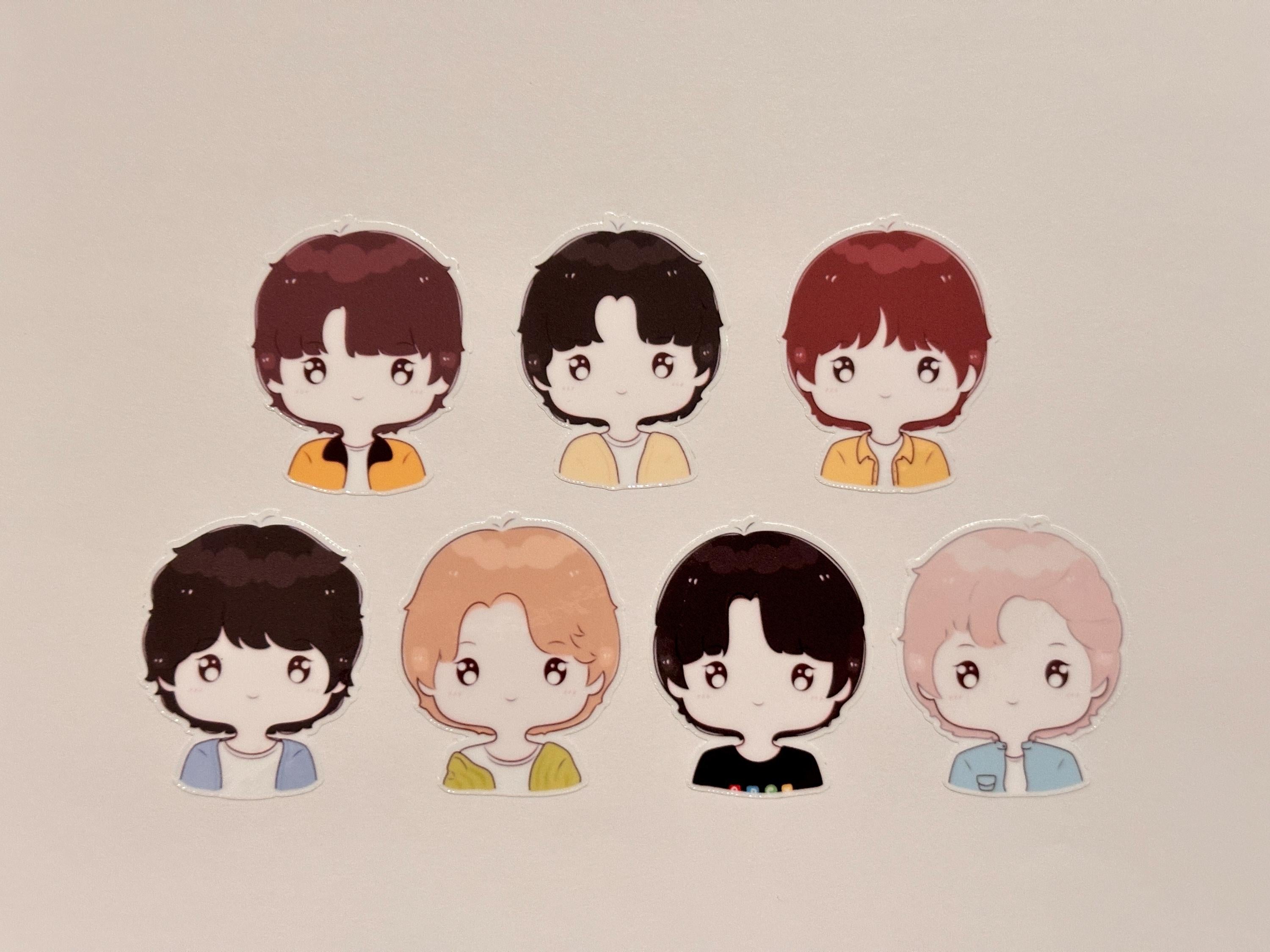 BTS Chibi Sticker Pack | Die Cut Vinyl Decals (7pcs)