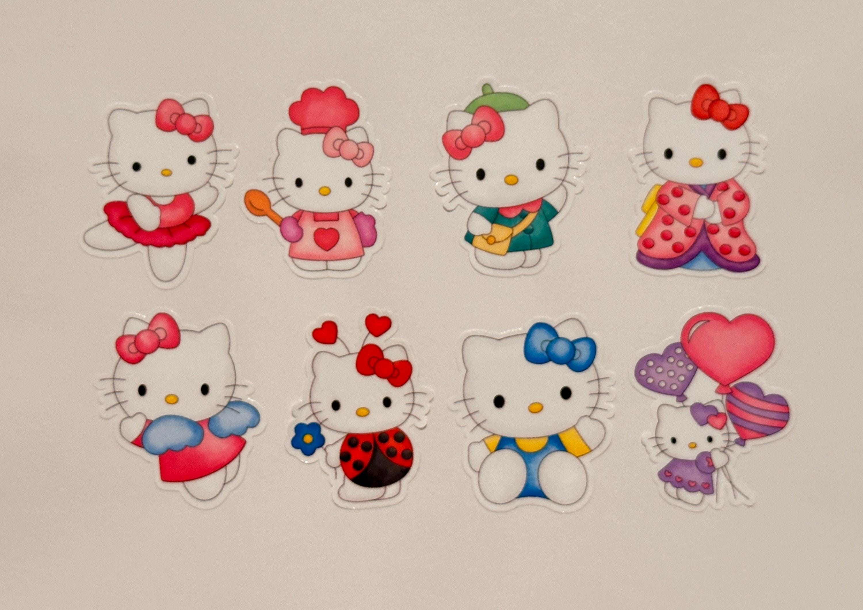 Hello Kitty Watercolor Sticker Pack | Kawaii Sanrio Stickers | 8pcs Die Cut Stickers | Holographic Matte Glossy | Laptop Decal
