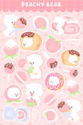 Peachy Bear | Scrapbooking | Planner | Sticker Sheet | Kiss Cut