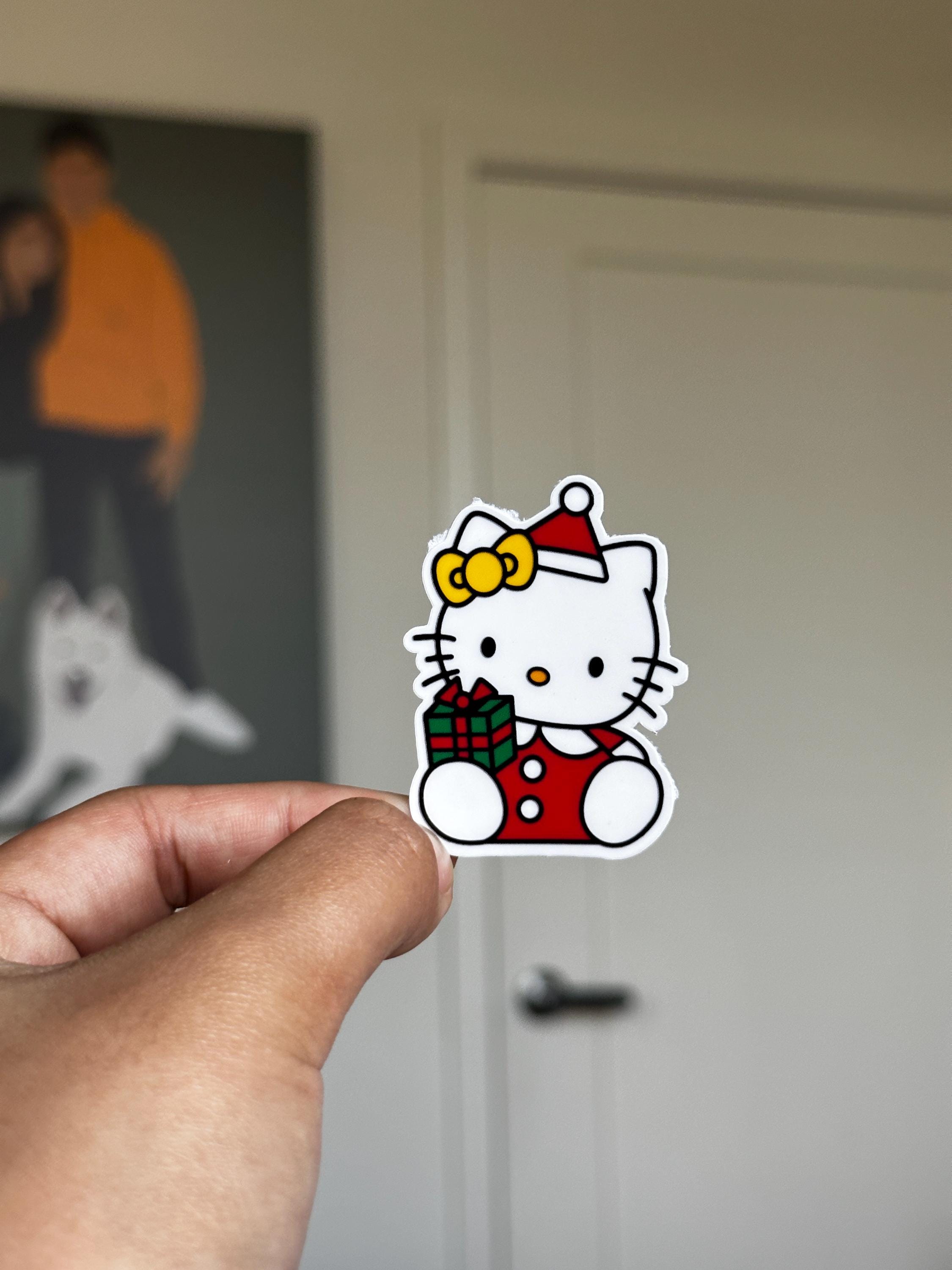 Hello Kitty Weihnachts-Sticker-Set | Kawaii Sanrio Sticker | 10 Vinyl-Sticker mit Stanzung | Süße Feiertagssticker | Holografisch Matt Glänzend | Geschenk