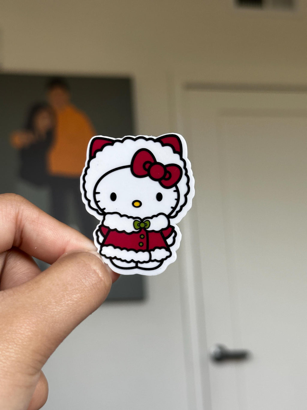 Hello Kitty Weihnachts-Sticker-Set | Kawaii Sanrio Sticker | 10 Vinyl-Sticker mit Stanzung | Süße Feiertagssticker | Holografisch Matt Glänzend | Geschenk