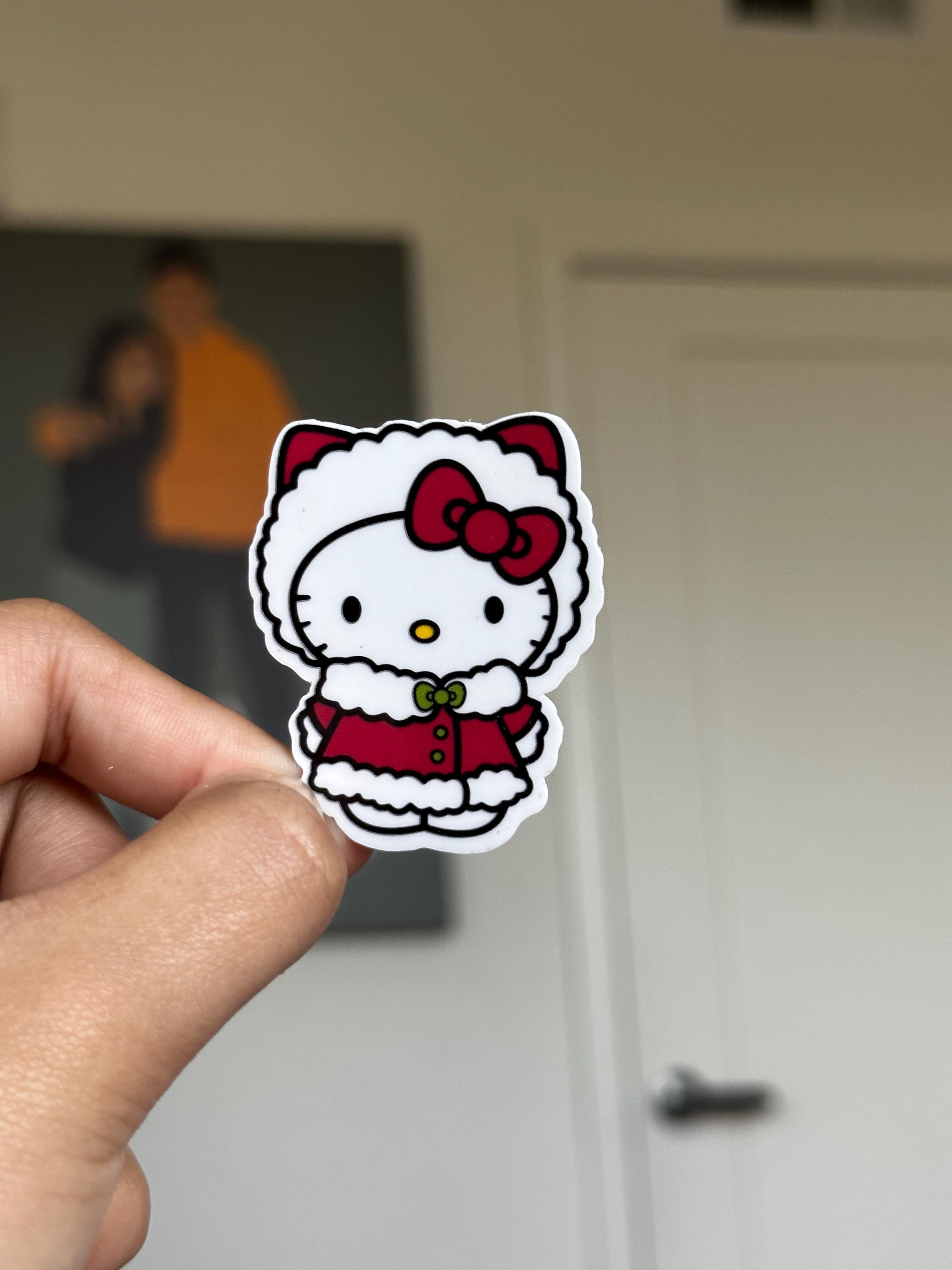 Hello Kitty Weihnachts-Sticker-Set | Kawaii Sanrio Sticker | 10 Vinyl-Sticker mit Stanzung | Süße Feiertagssticker | Holografisch Matt Glänzend | Geschenk