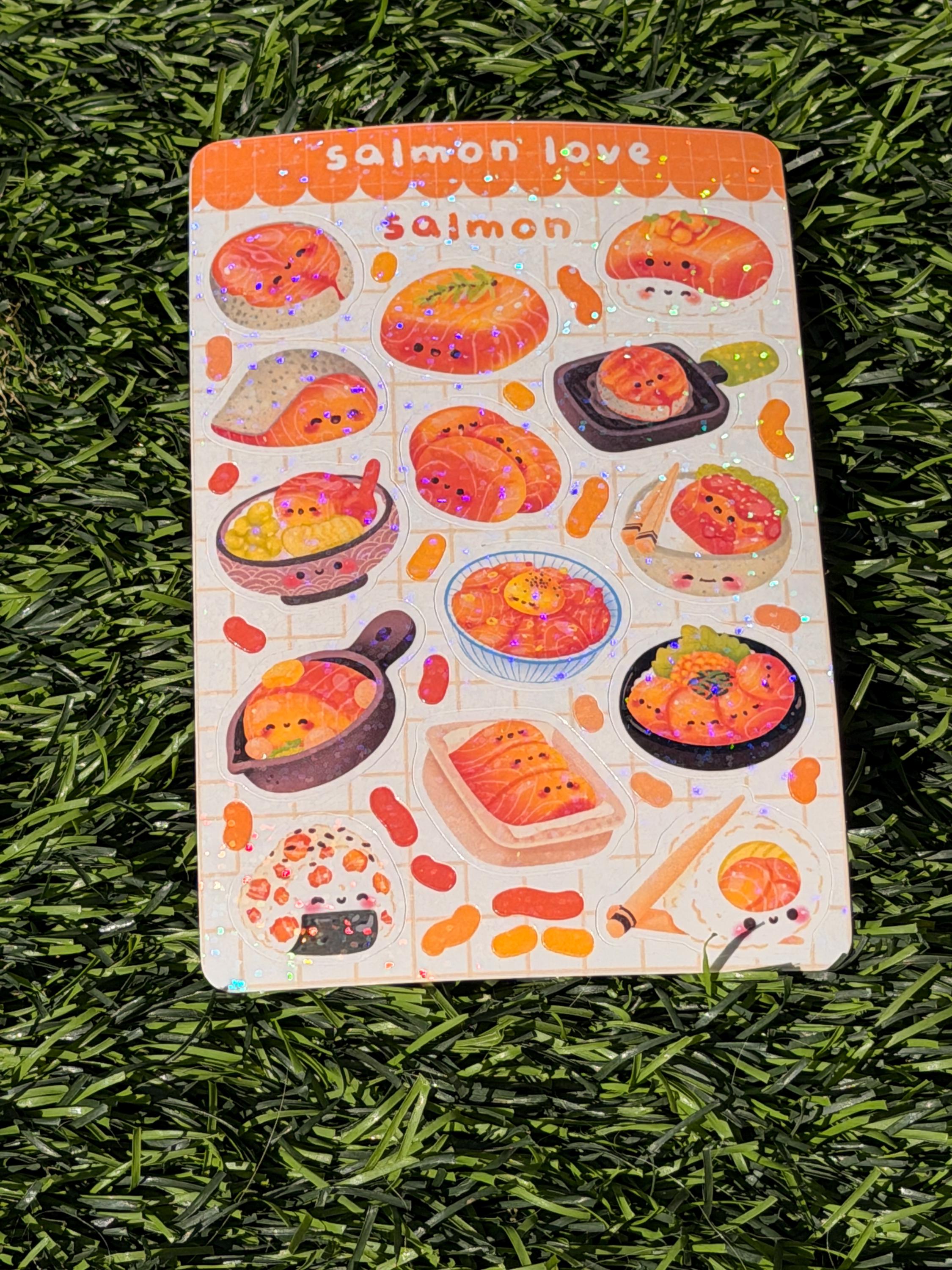 Salmon Love | Scrapbooking | Planner | Sticker Sheet | Kiss Cut