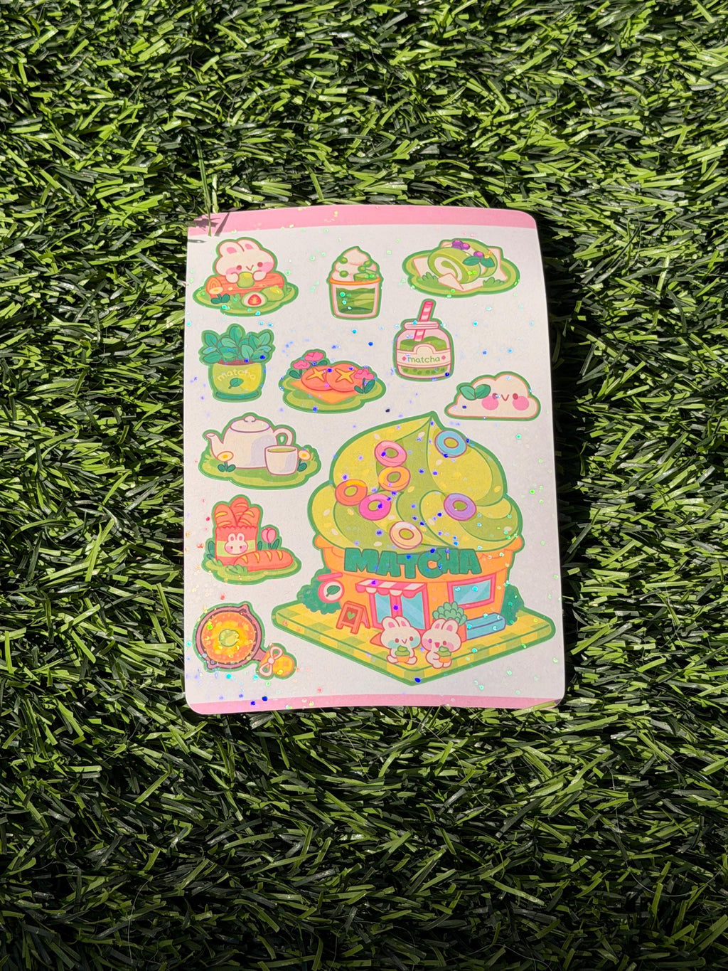 Bun Bun's Matcha Shop | Scrapbooking | Sticker Sheet | Kiss Cut