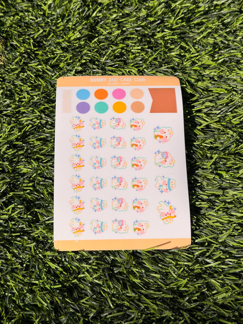 Bunny Self-Care Club | Scrapbooking | Sticker Sheet | Kiss Cut