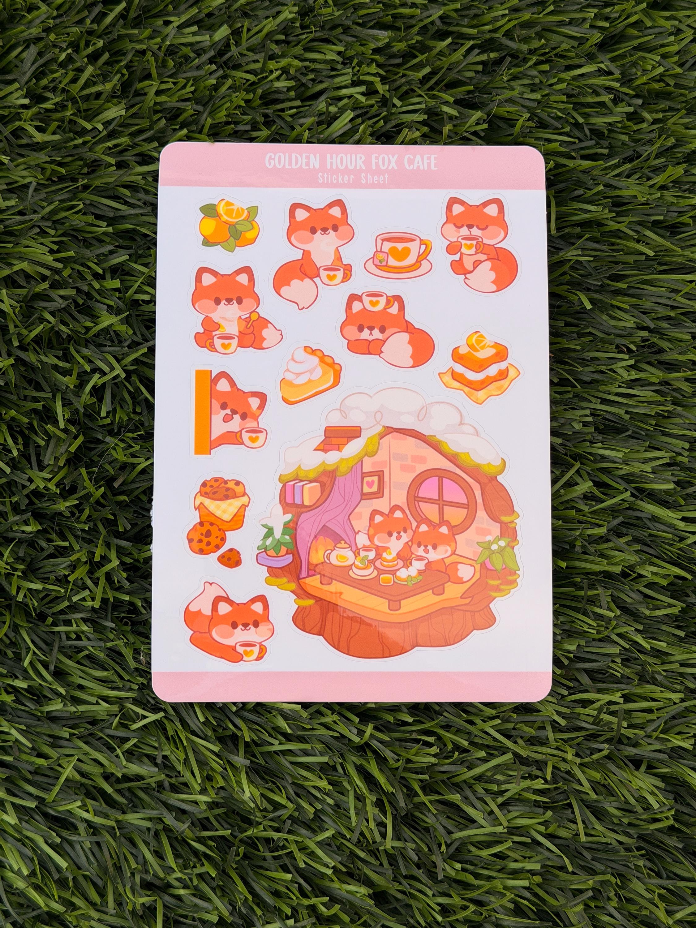Golden Hour Fox Cafe | Scrapbooking | Stickerbogen | Konturschnitt