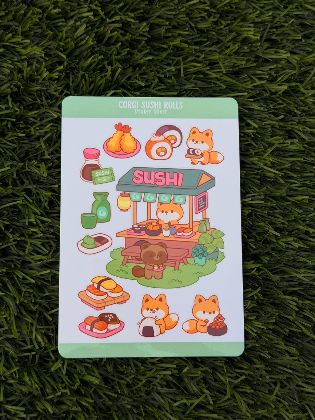 Corgi Sushi Rolls | Scrapbooking | Sticker Sheet | Kiss Cut