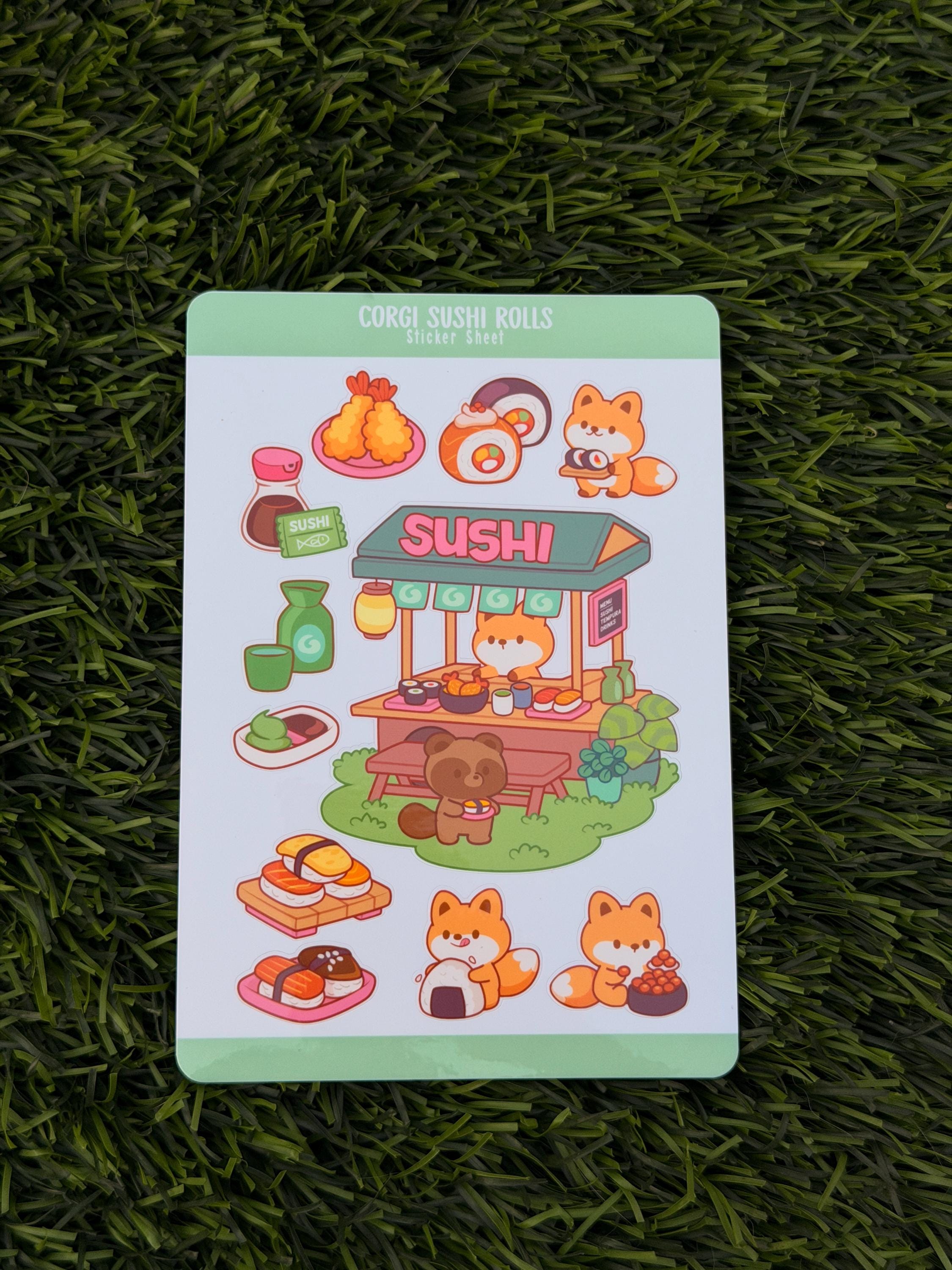 Corgi Sushi Rolls | Scrapbooking | Sticker Sheet | Kiss Cut