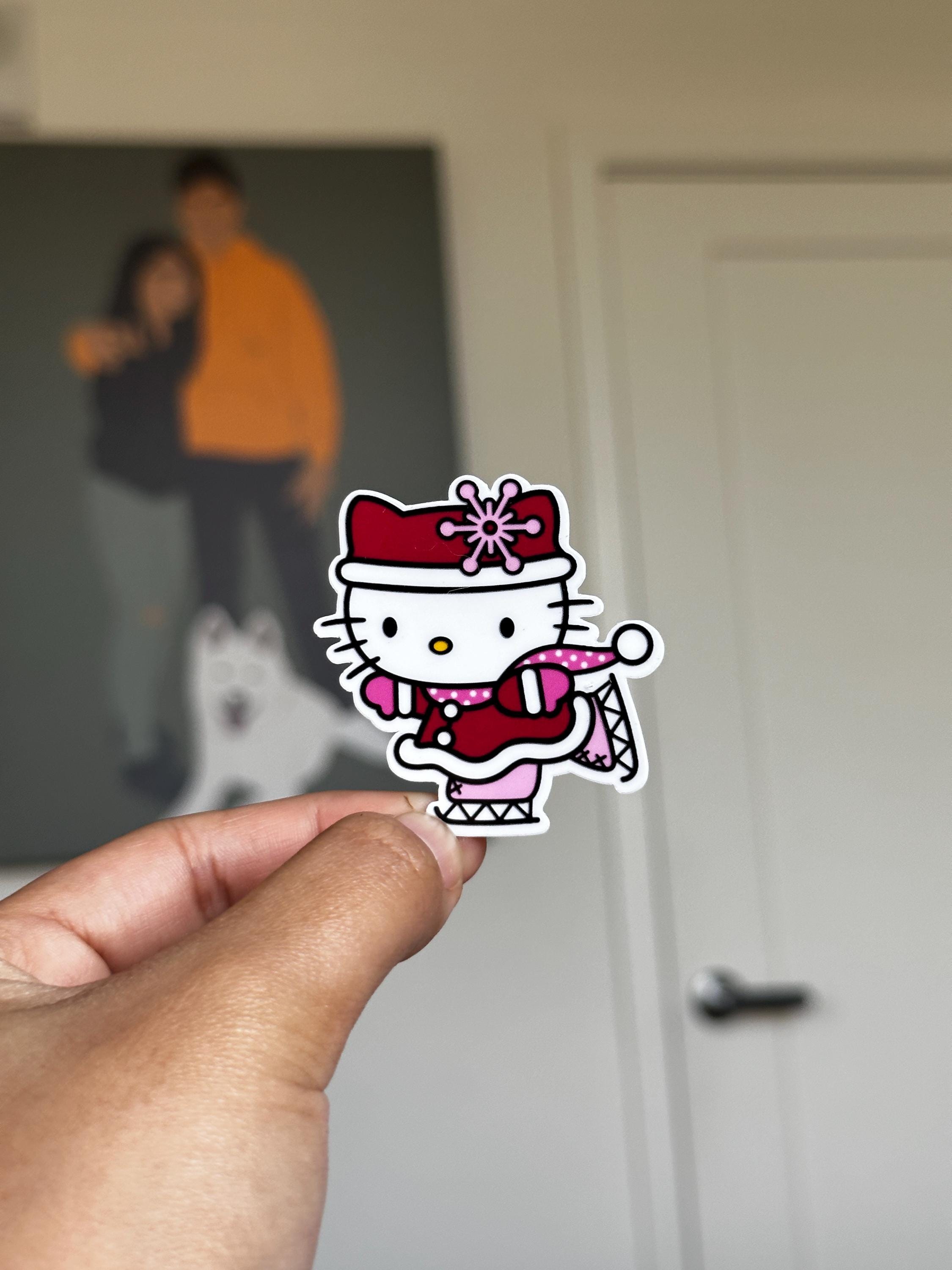 Hello Kitty Weihnachts-Sticker-Set | Kawaii Sanrio Sticker | 10 Vinyl-Sticker mit Stanzung | Süße Feiertagssticker | Holografisch Matt Glänzend | Geschenk
