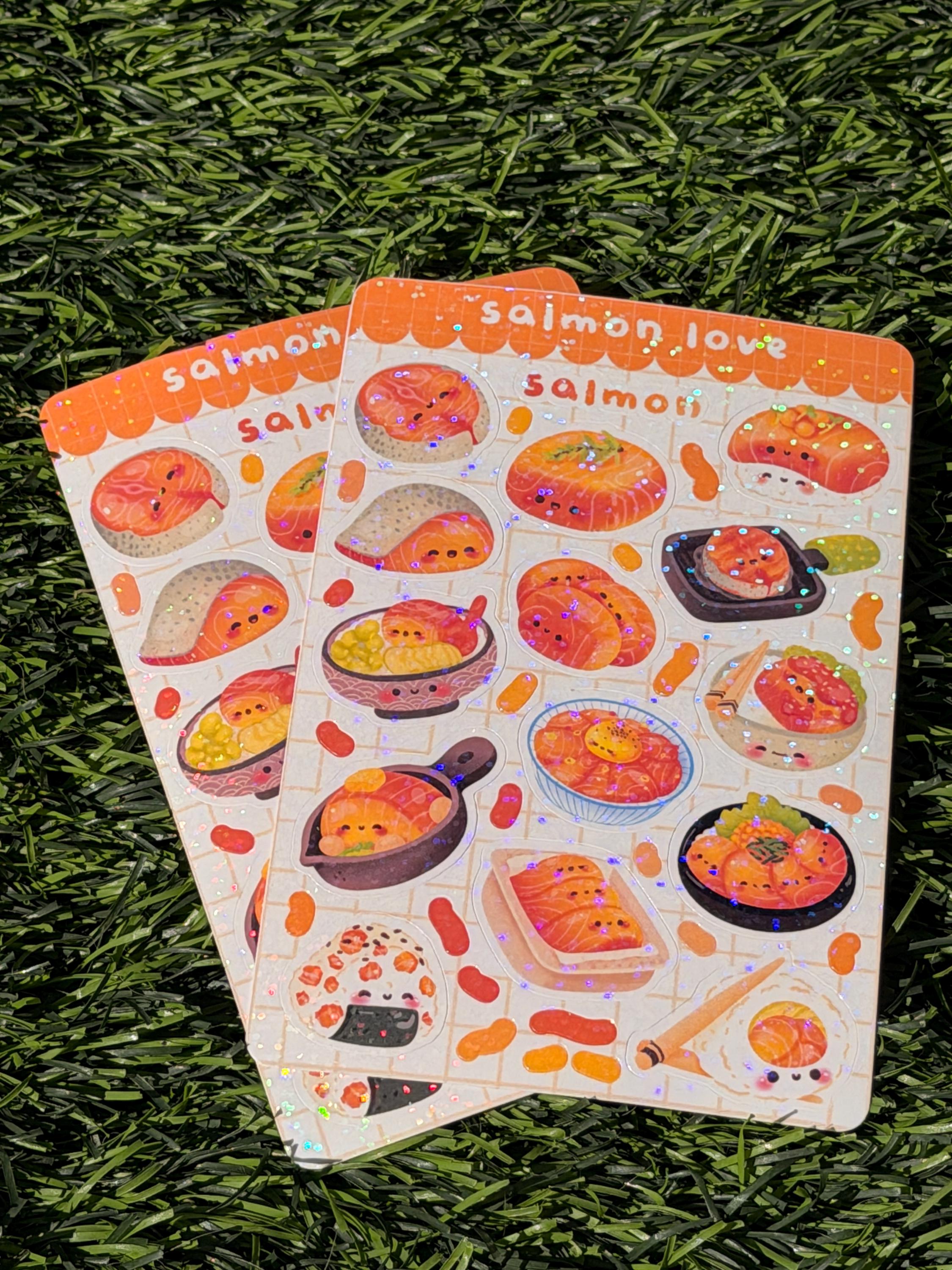 Salmon Love | Scrapbooking | Planner | Sticker Sheet | Kiss Cut