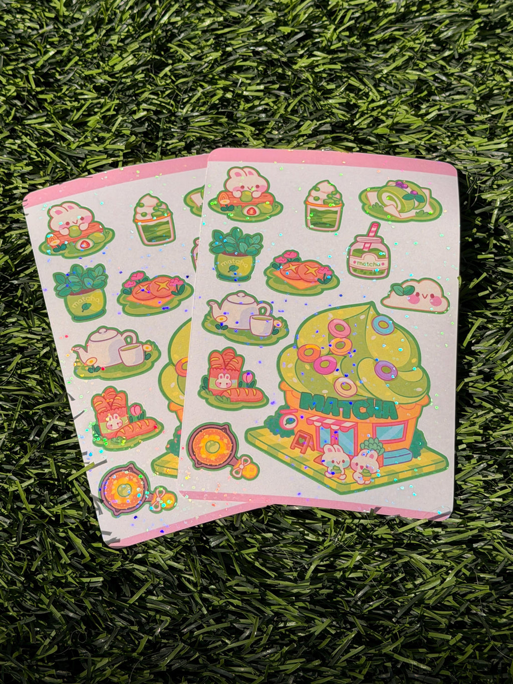 Bun Bun's Matcha Shop | Scrapbooking | Sticker Sheet | Kiss Cut