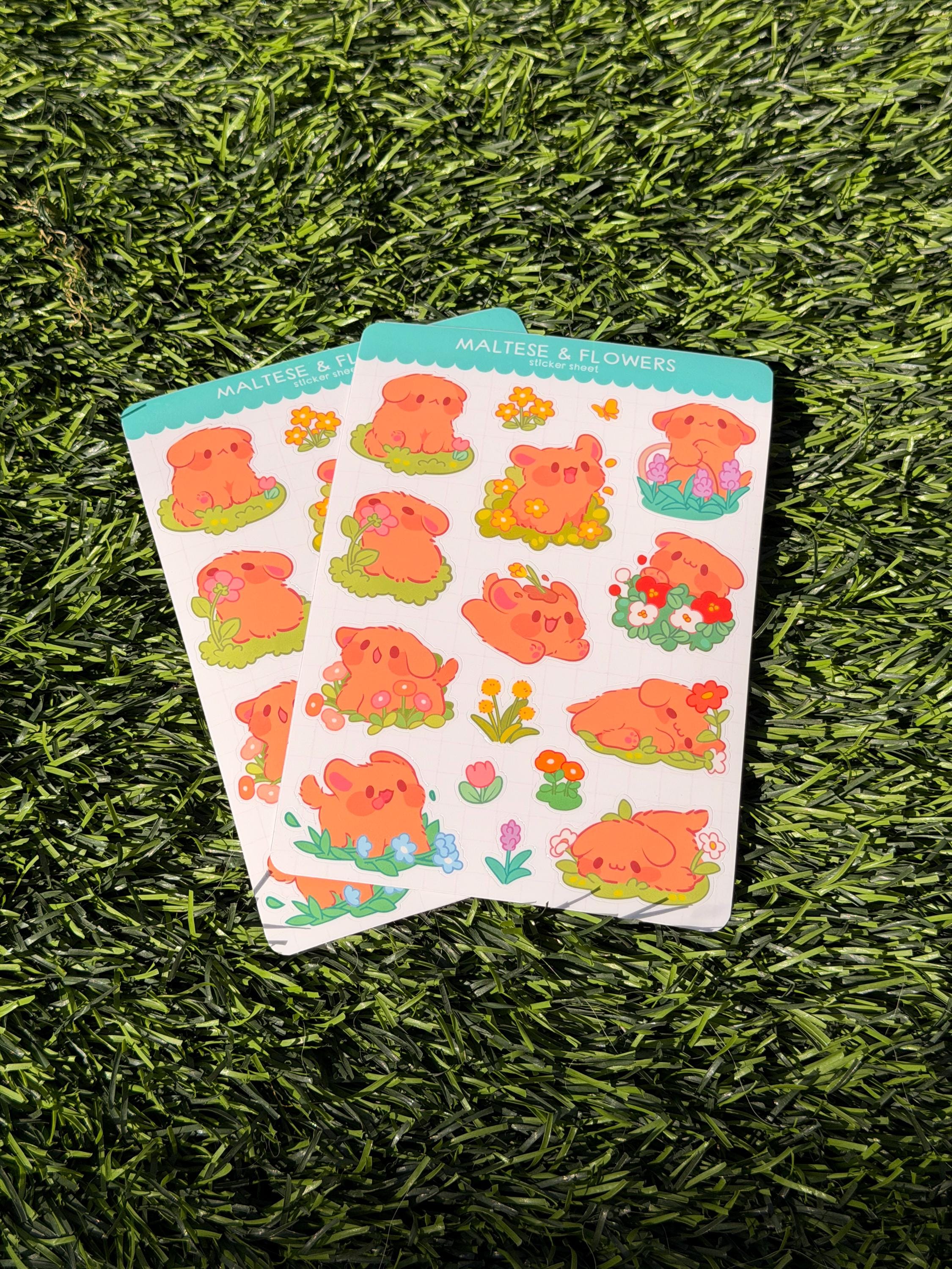 Malteser & Blumen | Scrapbooking | Stickerbogen | Konturschnitt