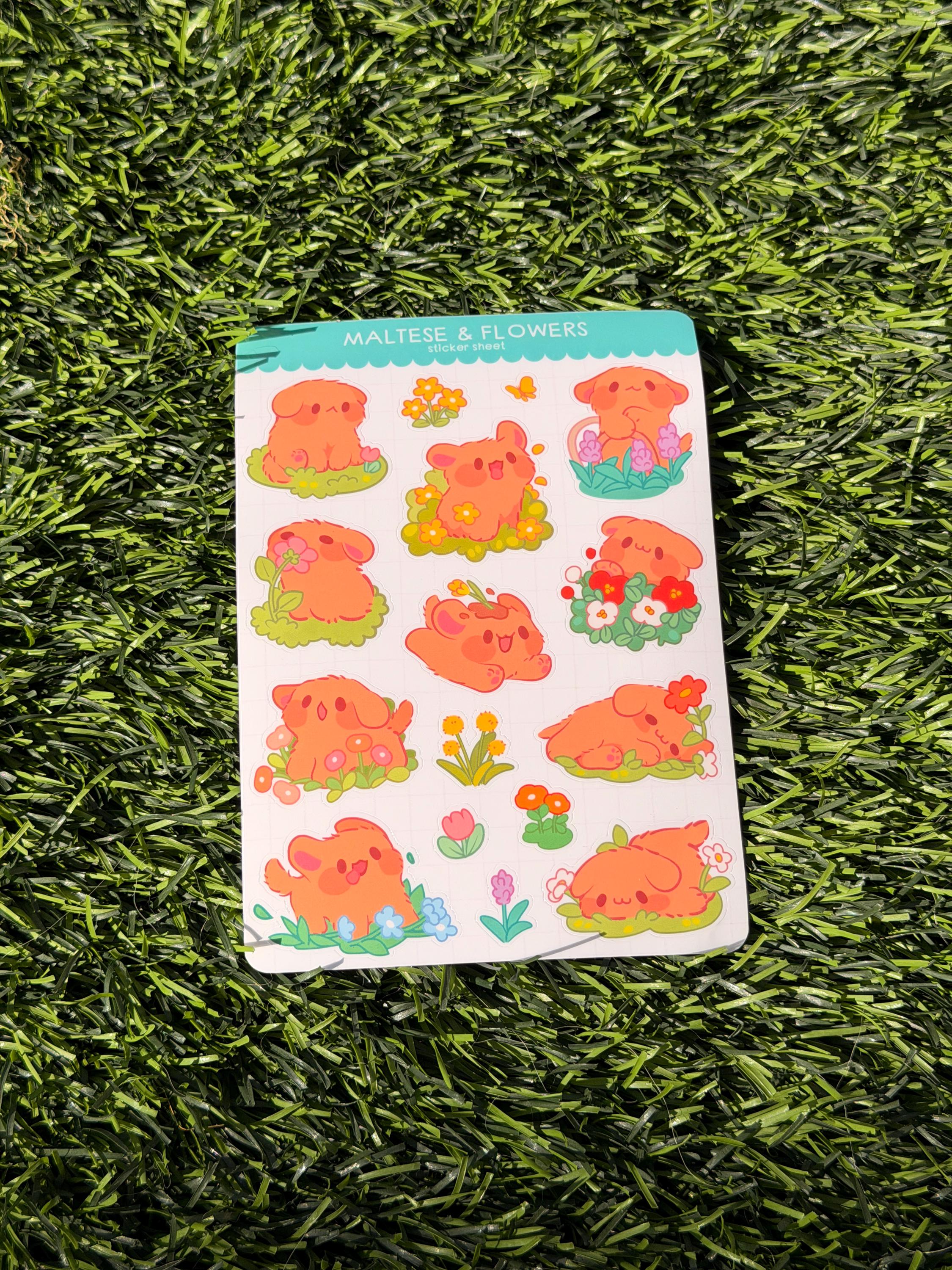 Malteser & Blumen | Scrapbooking | Stickerbogen | Konturschnitt