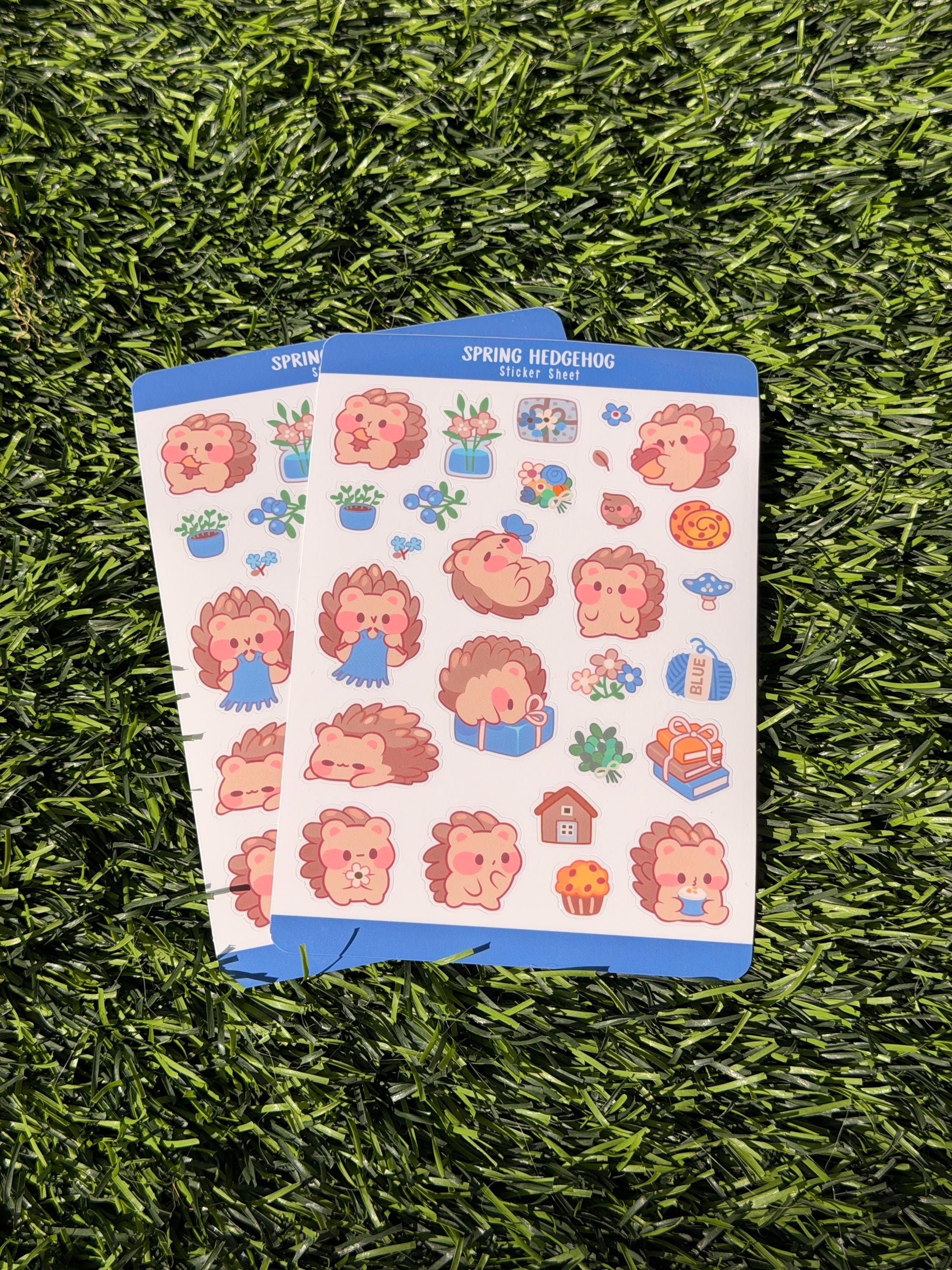 Spring Hedgehog | Scrapbooking | Sticker Sheet | Kiss Cut